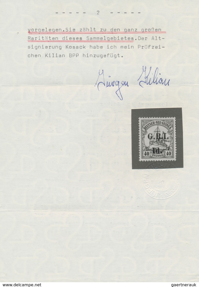 Deutsch-Neuguinea - Britische Besetzung: 1914: AUFDRUCKABART "I" D. Anstatt 4 D. Auf 40 Pf. Karmin/s - Nuova Guinea Tedesca