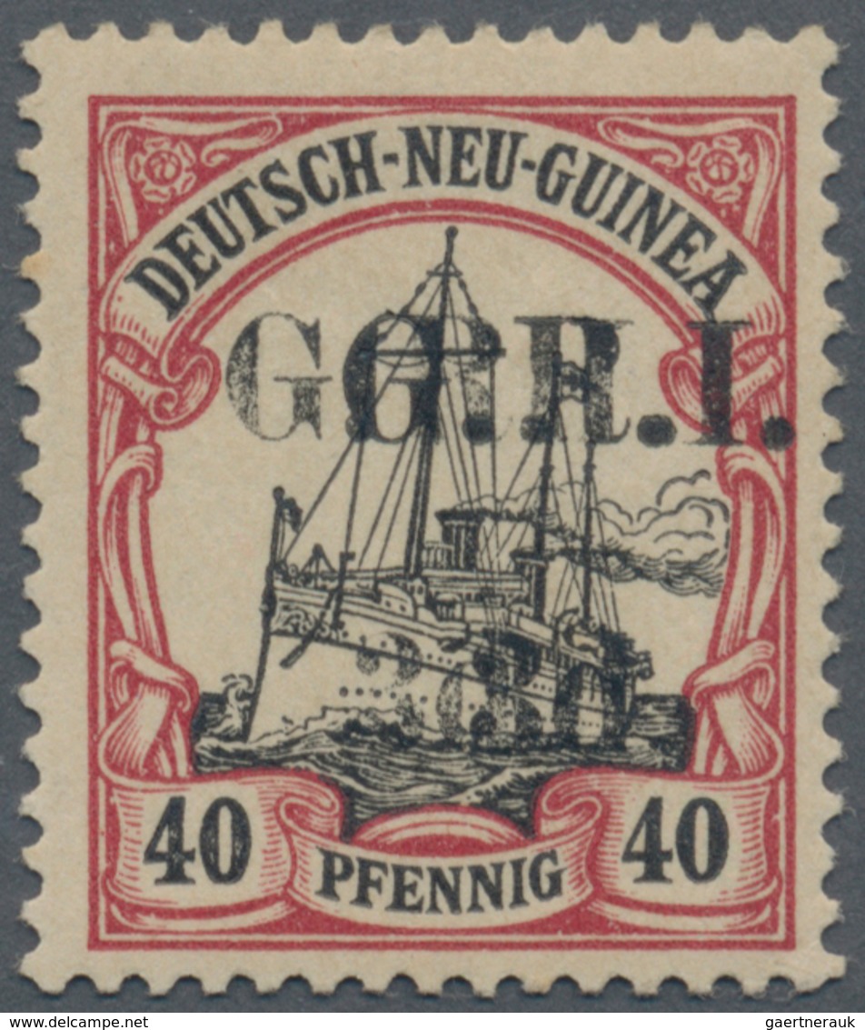 Deutsch-Neuguinea - Britische Besetzung: 1914: AUFDRUCKABART 3 D. Anstatt 4 D. Auf 40 Pf. Karmin/sch - Nuova Guinea Tedesca