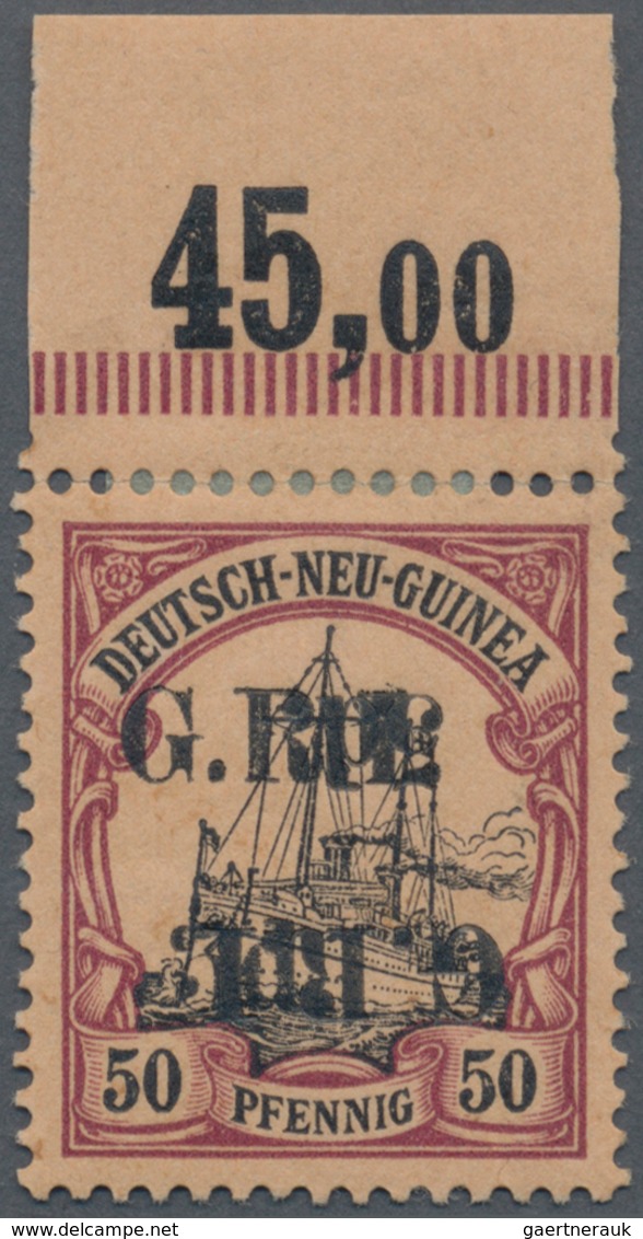 Deutsch-Neuguinea - Britische Besetzung: 1914: 5 D. Auf 50 Pf. Karmin/schwarz Auf Mattkarmin Mit Obe - Duits-Nieuw-Guinea