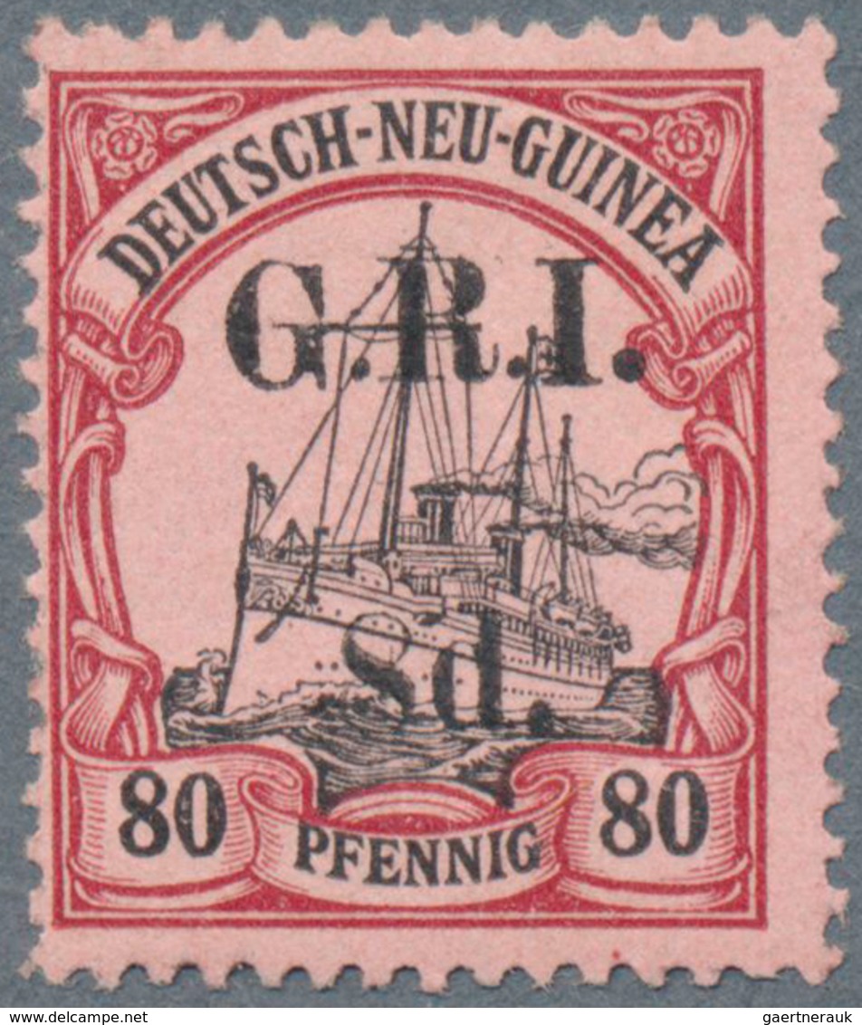 Deutsch-Neuguinea - Britische Besetzung: 1914: 8 D. Auf 80 Pf. Karmin/schwarz Auf Mattkarmin, Aufdru - Nuova Guinea Tedesca