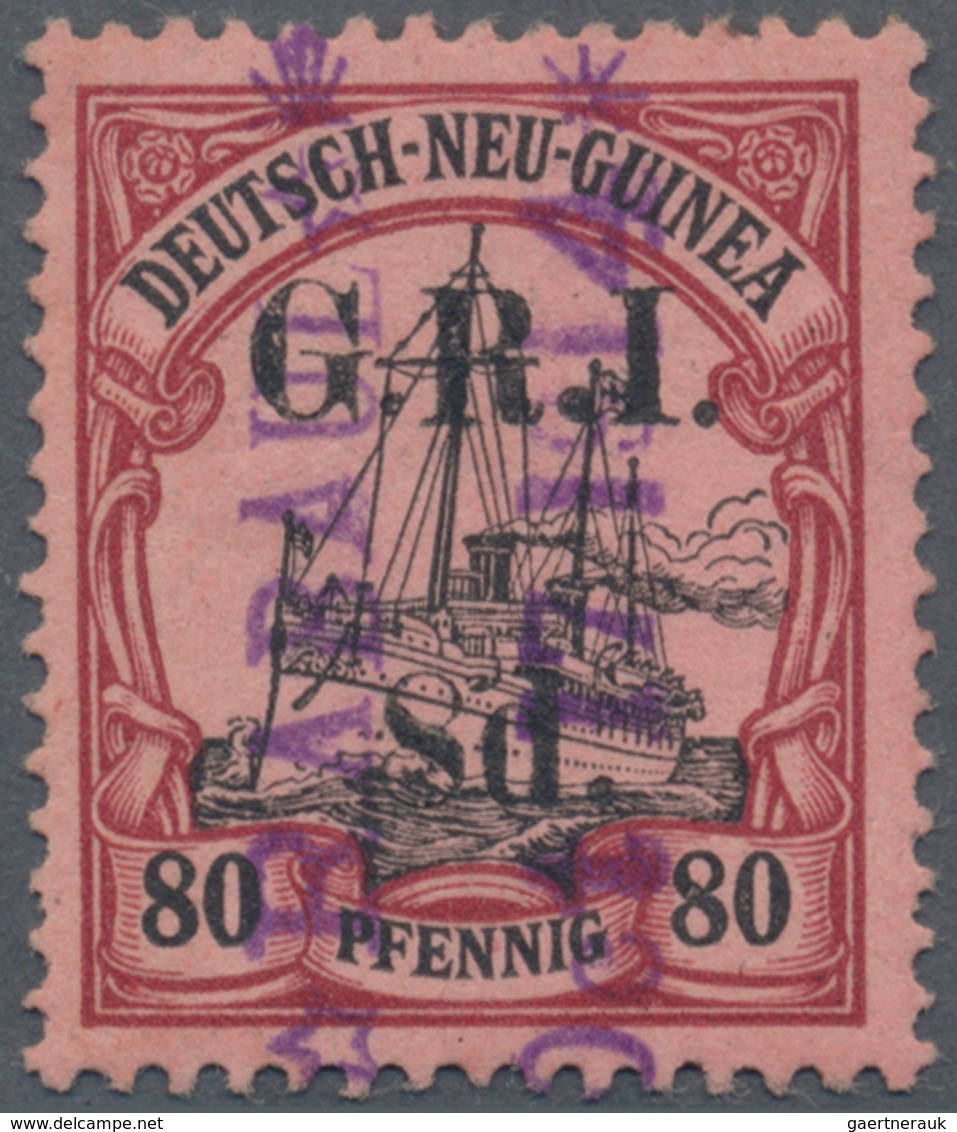 Deutsch-Neuguinea - Britische Besetzung: 1914: 8 D. Auf 80 Pf. Karmin/schwarz Auf Mattkarmin, Aufdru - Deutsch-Neuguinea