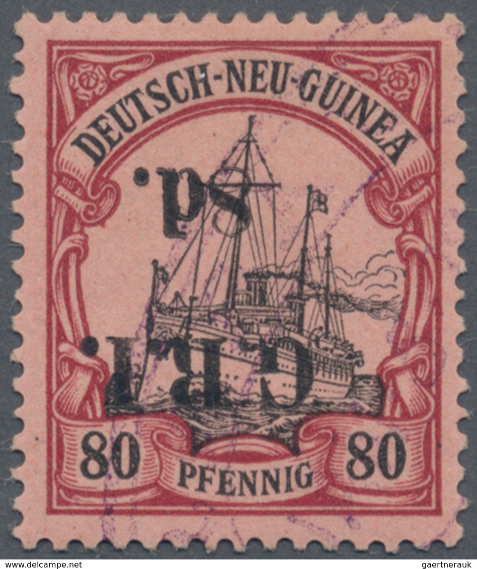 Deutsch-Neuguinea - Britische Besetzung: 1914: 8 D. Auf 80 Pf. Karmin/schwarz Auf Mattkarmin, KOPFST - Deutsch-Neuguinea