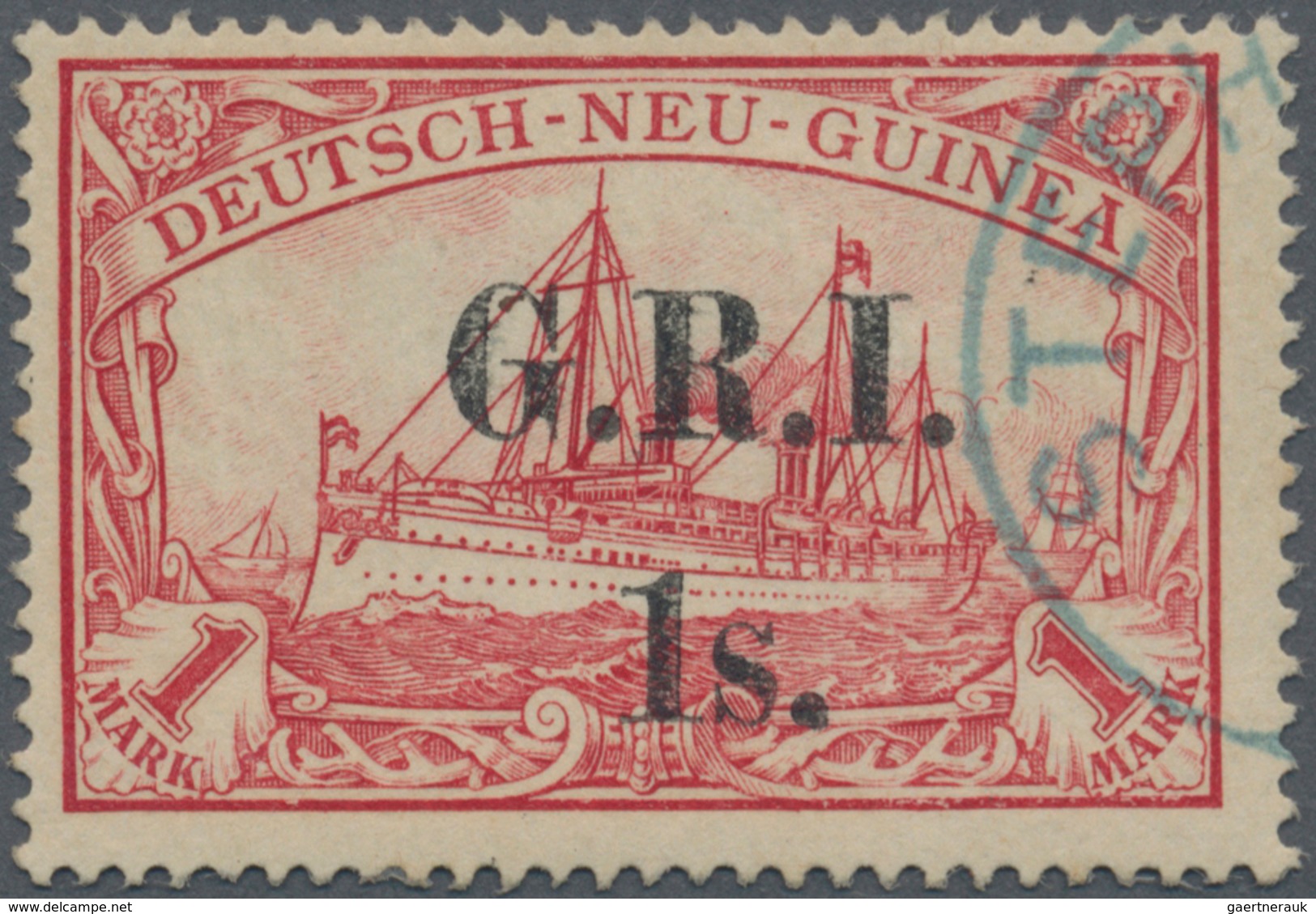 Deutsch-Neuguinea - Britische Besetzung: 1914: 1 S. Auf 1 M. Dunkelrot, Aufdruck 'G.R.I.' In Type I - Nueva Guinea Alemana