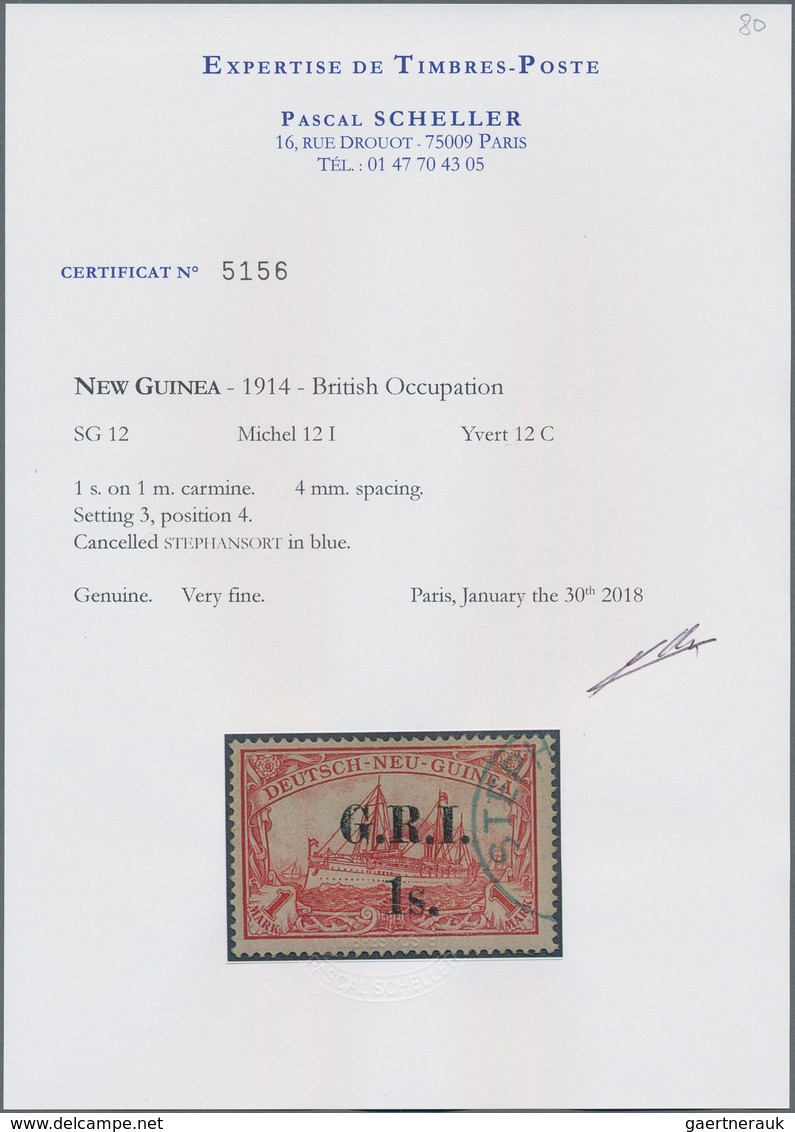 Deutsch-Neuguinea - Britische Besetzung: 1914: 1 S. Auf 1 M. Dunkelrot, Aufdruck 'G.R.I.' In Type I - Nueva Guinea Alemana