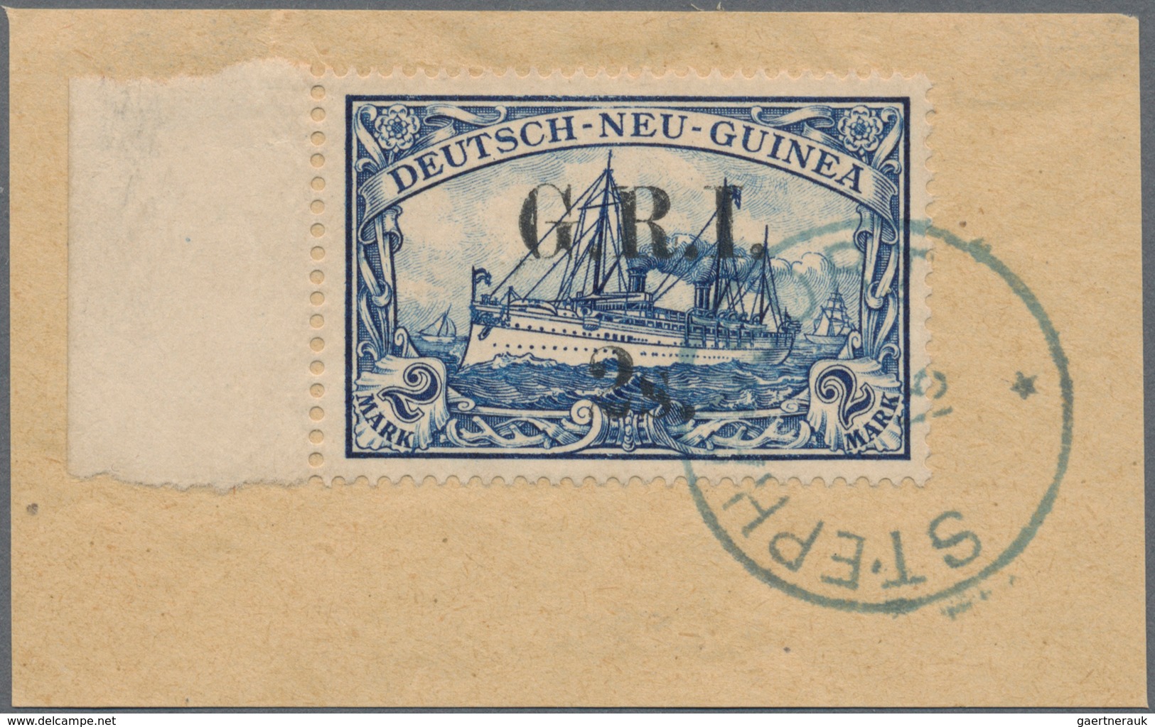 Deutsch-Neuguinea - Britische Besetzung: 1914: 2 S. Auf 2 M. Schwärzlichblau, Aufdruck 'G.R.I.' In T - Deutsch-Neuguinea