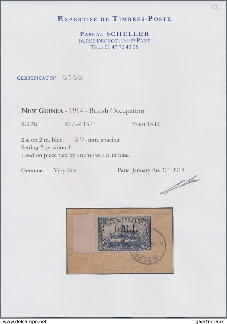 Deutsch-Neuguinea - Britische Besetzung: 1914: 2 S. Auf 2 M. Schwärzlichblau, Aufdruck 'G.R.I.' In T - Nueva Guinea Alemana