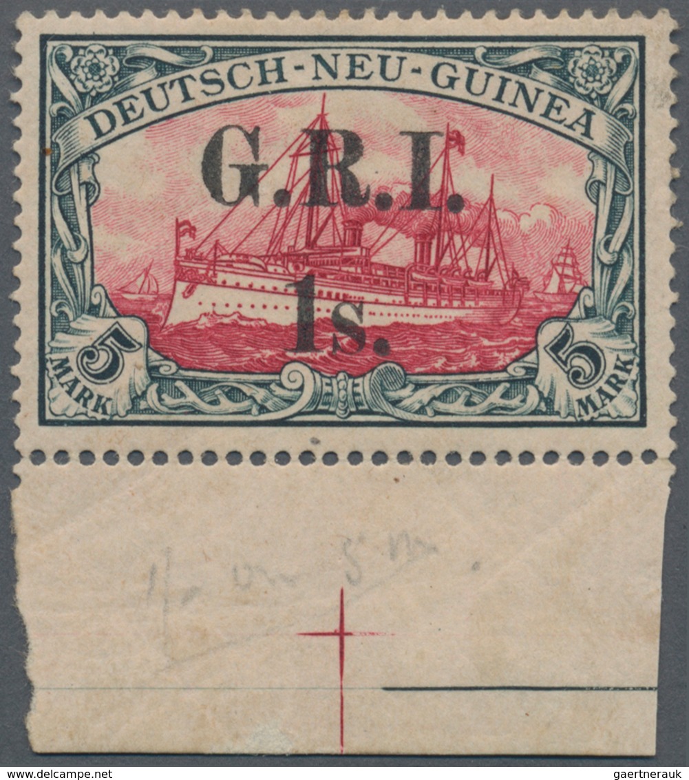 Deutsch-Neuguinea - Britische Besetzung: 1914: AUFDRUCKFEHLER 1 S. Statt 5 S Auf 5 M. Grünschwarz/du - Nuova Guinea Tedesca