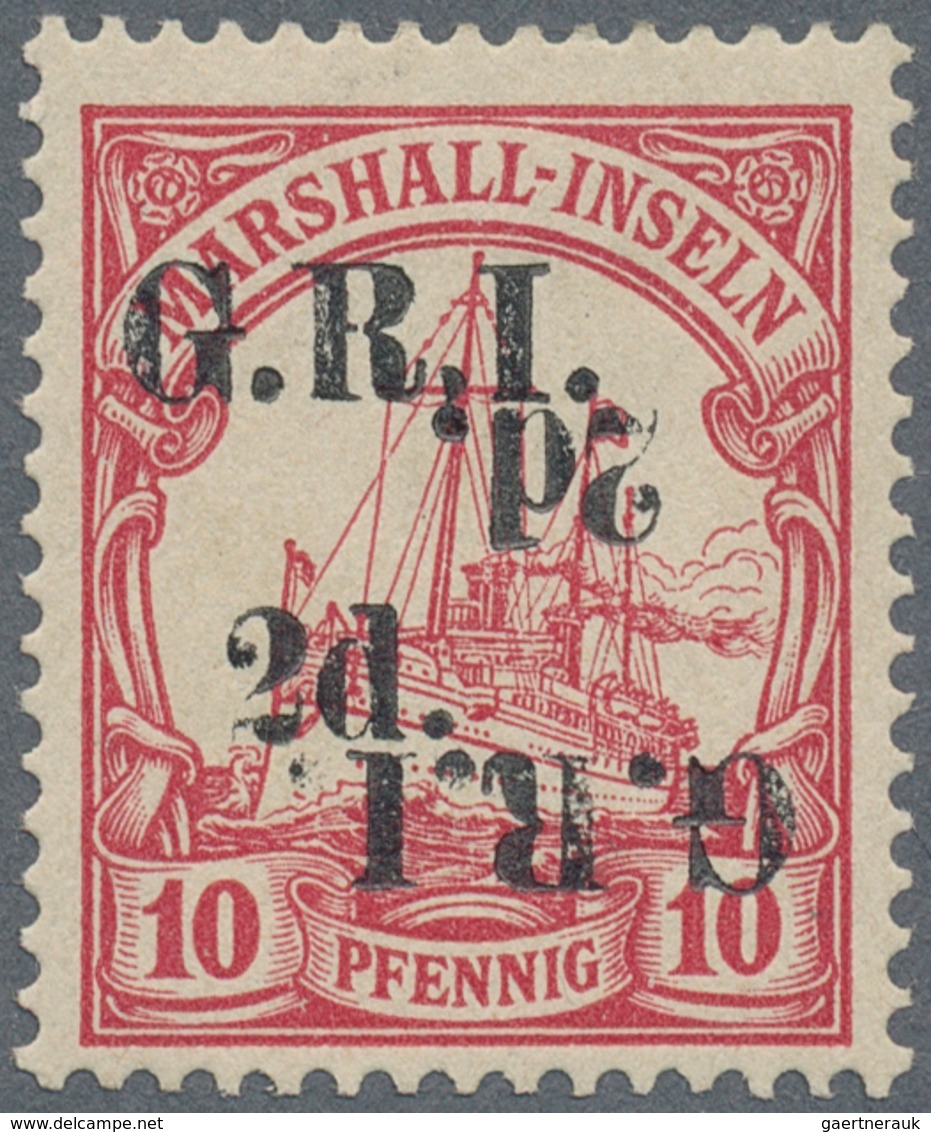 Deutsche Kolonien - Marshall-Inseln - Britische Besetzung: 1914: 2 D. Auf 10 Pf. Dunkelkarminrot Mit - Marshall