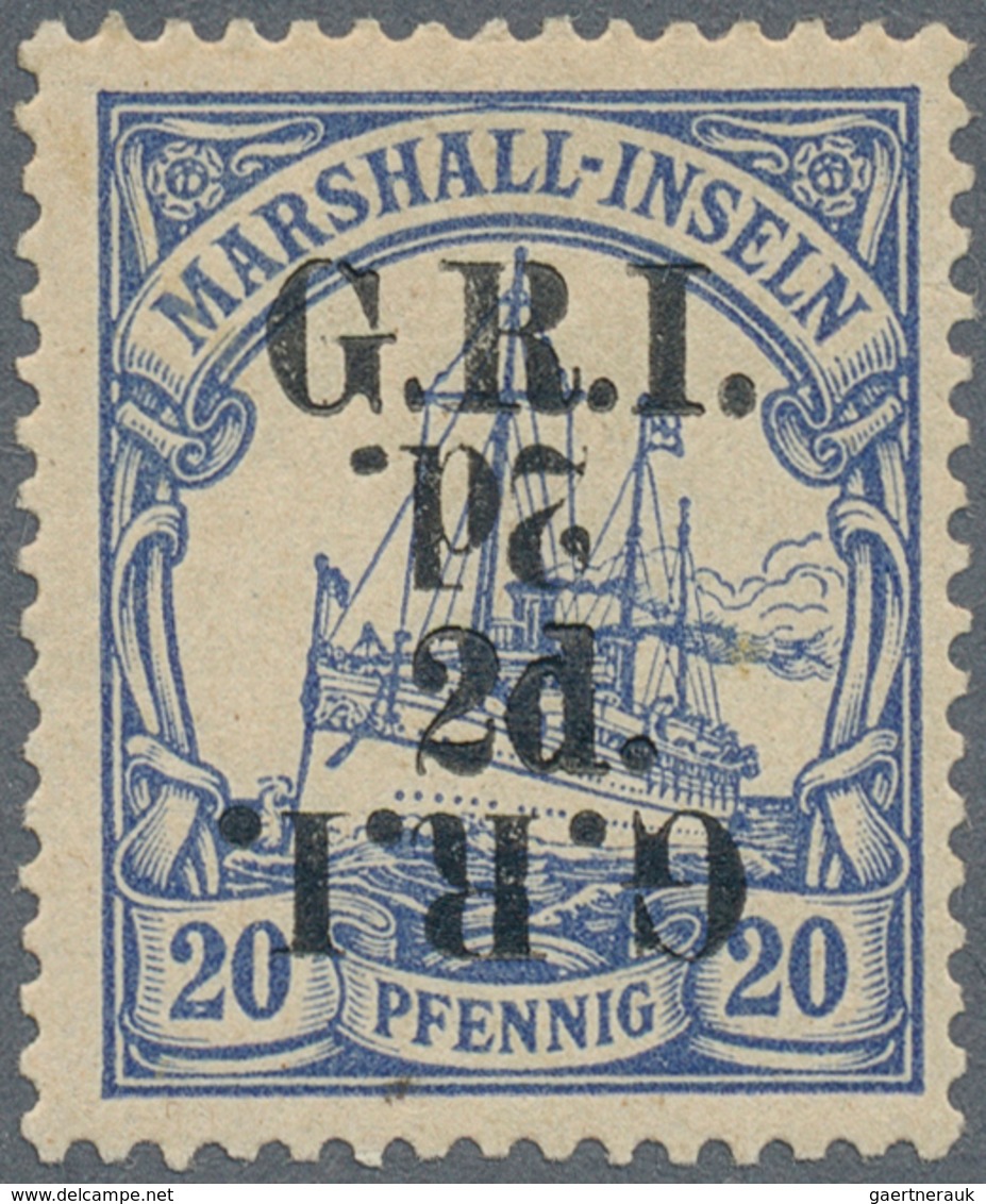 Deutsche Kolonien - Marshall-Inseln - Britische Besetzung: 1914: 2 D. Auf 20 Pf. Ultramarin Mit KOPF - Isole Marshall