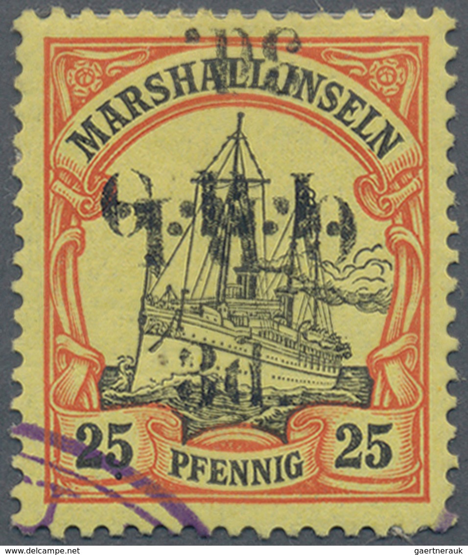 Deutsche Kolonien - Marshall-Inseln - Britische Besetzung: 1914: 3d. Auf 25 Pf. Orange/schwarz Auf G - Isole Marshall