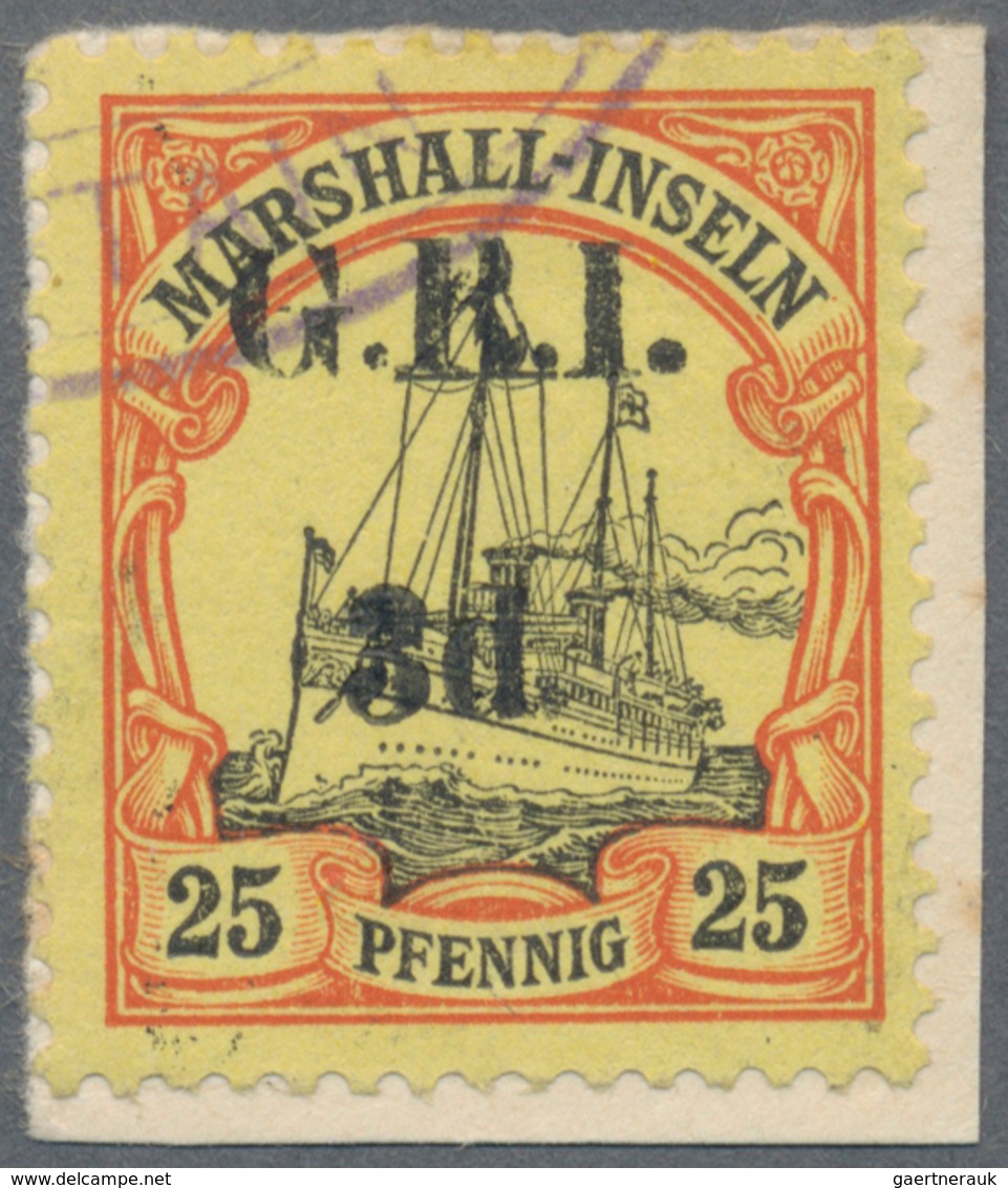 Deutsche Kolonien - Marshall-Inseln - Britische Besetzung: 1914: 3d. Auf 25 Pf. Orange/schwarz Auf G - Isole Marshall