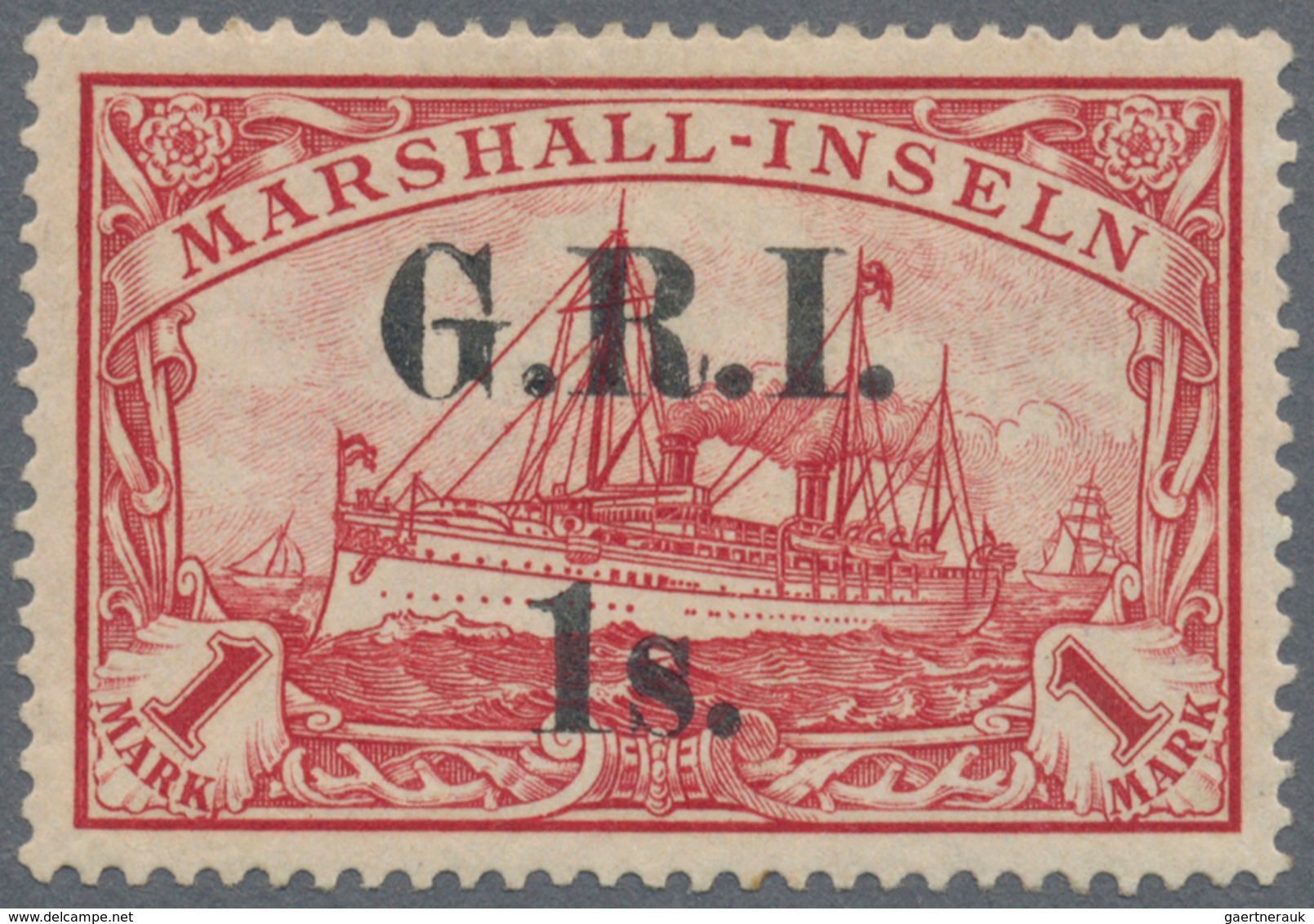 Deutsche Kolonien - Marshall-Inseln - Britische Besetzung: 1914: 1 S. Auf 1 M. Karmin, Mit Aufdruck - Isole Marshall