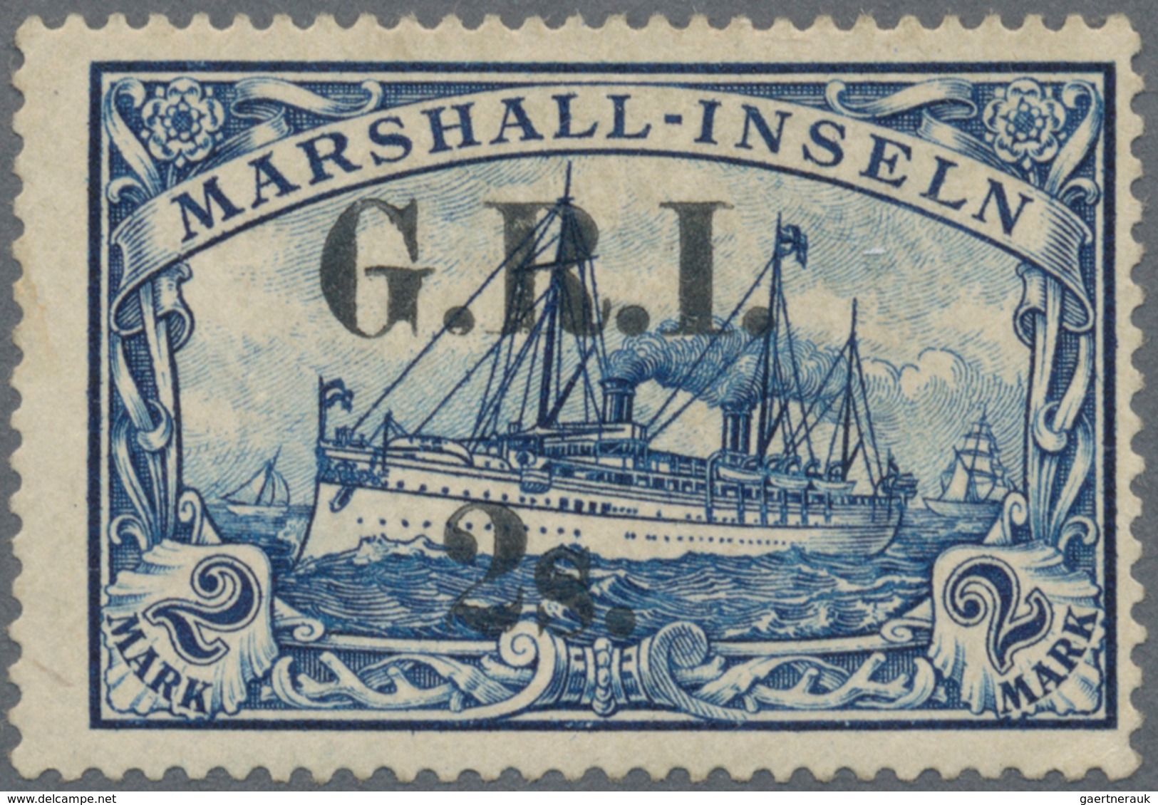Deutsche Kolonien - Marshall-Inseln - Britische Besetzung: 1914: 2 S. Auf 2 M. Schwärzlichblau, Mit - Isole Marshall