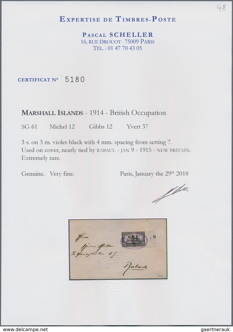 Deutsche Kolonien - Marshall-Inseln - Britische Besetzung: 1914: 3 S. Auf 3 M. Violettschwarz, Mit A - Isole Marshall
