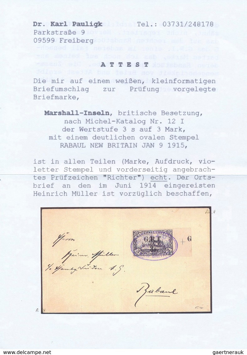 Deutsche Kolonien - Marshall-Inseln - Britische Besetzung: 1914: 3 S. Auf 3 M. Violettschwarz, Mit A - Marshall-Inseln