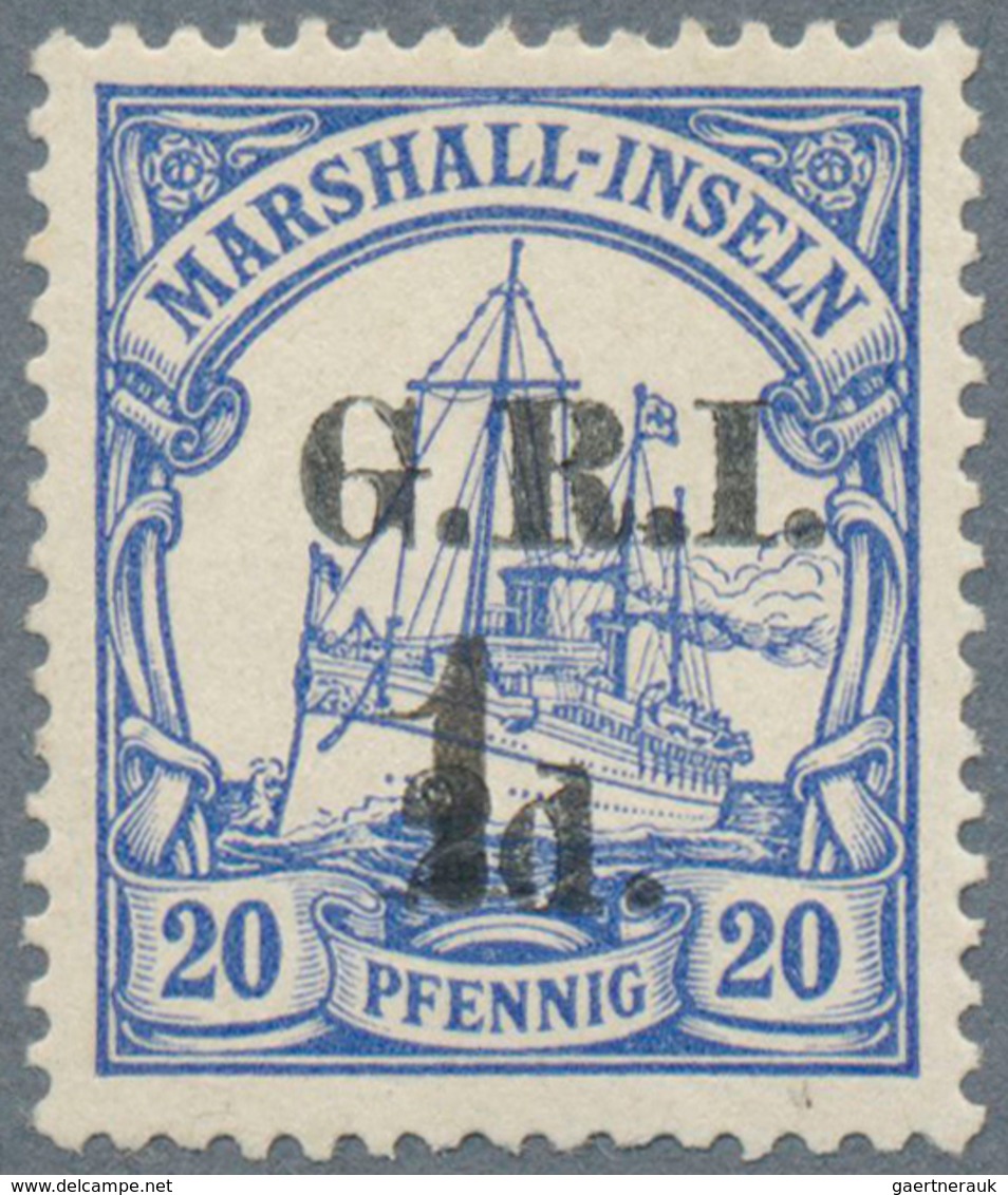 Deutsche Kolonien - Marshall-Inseln - Britische Besetzung: 1914: 1 Auf 2 D. Auf 20 Pf. Ultramarin, M - Marshall Islands