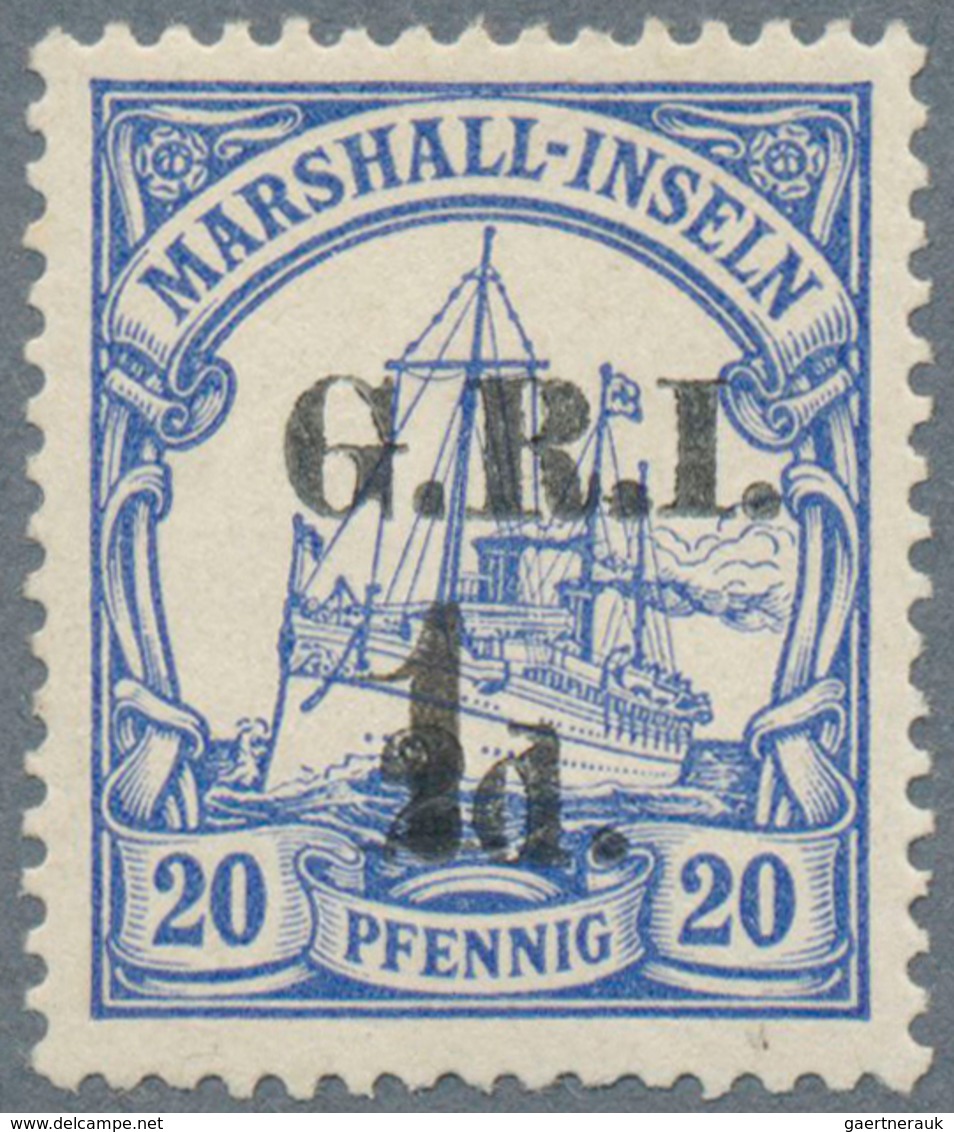 Deutsche Kolonien - Marshall-Inseln - Britische Besetzung: 1914: 1 Auf 2 D. Auf 20 Pf. Ultramarin, M - Islas Marshall