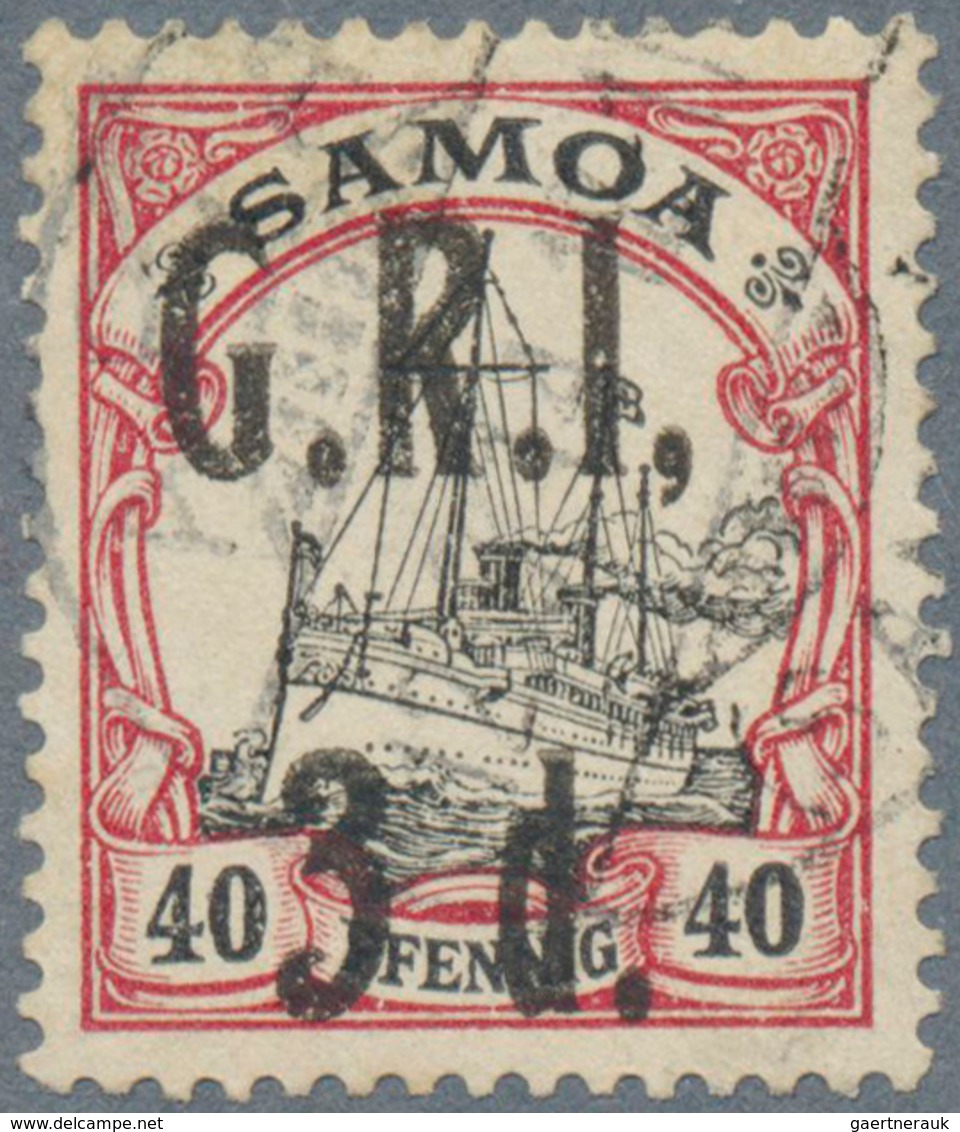 Deutsche Kolonien - Samoa - Britische Besetzung: 1914: AUFDRUCKFEHLER "3 D." Auf 40 Pf. Karmin/schwa - Samoa