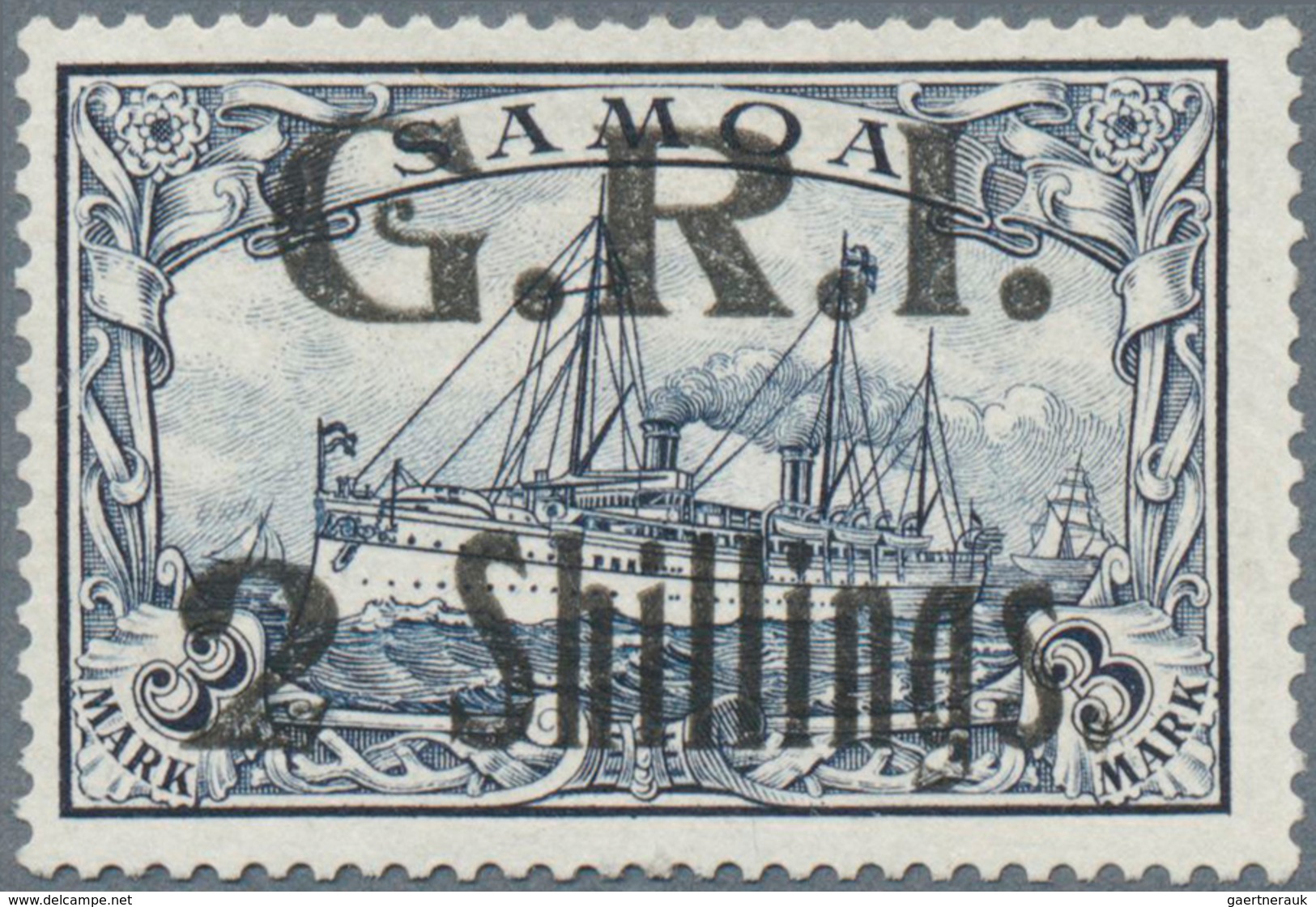 Deutsche Kolonien - Samoa - Britische Besetzung: 1914: AUFDRUCKFEHLER "2 Shillings." Anstatt "3 Shil - Samoa