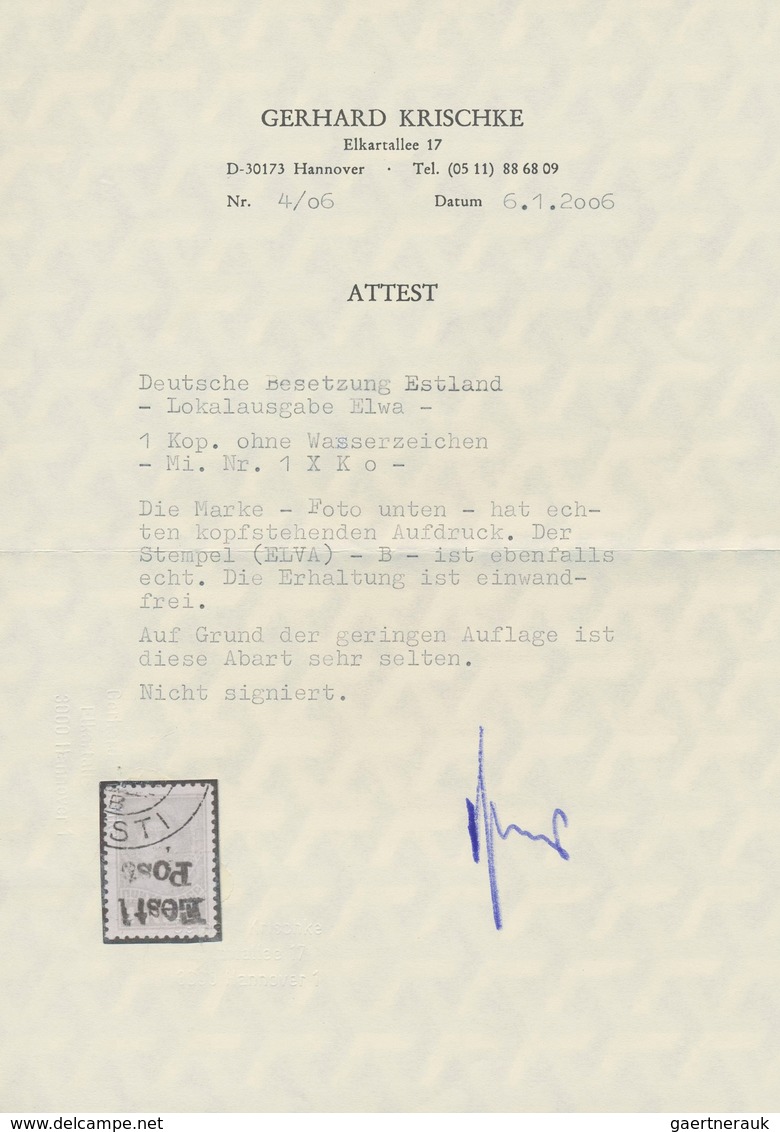 Dt. Besetzung II WK - Estland - Elwa: 1941, 1 K Orange Freimarke "Werktätige", Ohne Wasserzeichen, M - Occupation 1938-45