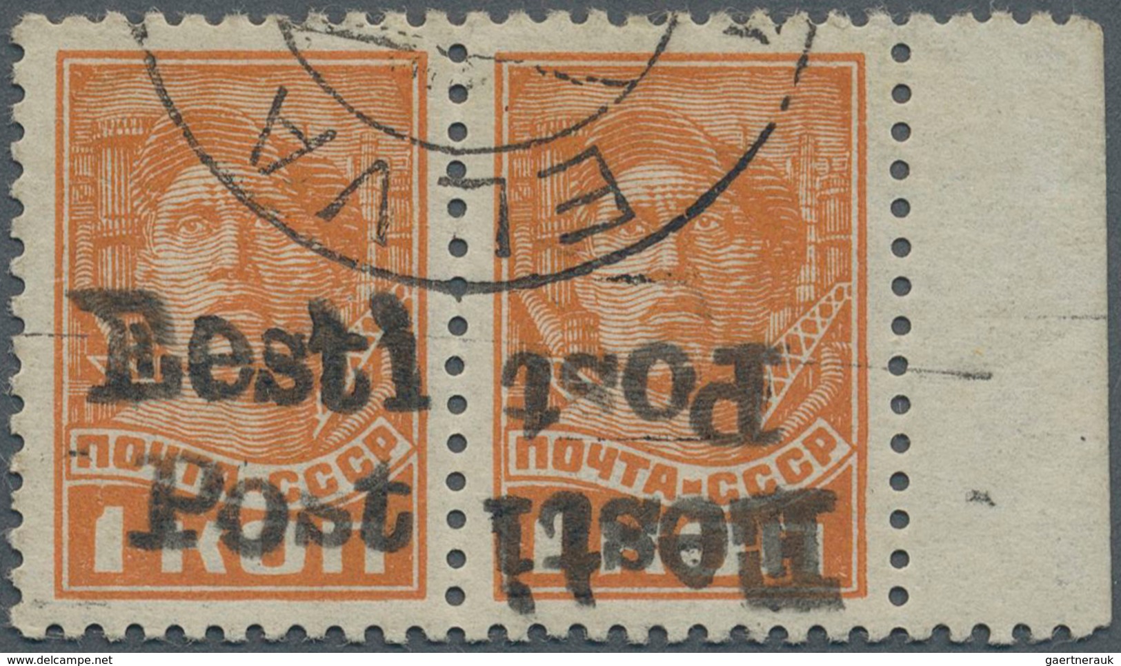 Dt. Besetzung II WK - Estland - Elwa: 1941, 1 K Orange Freimarke "Werktätige", Ohne Wasserzeichen, W - Occupation 1938-45