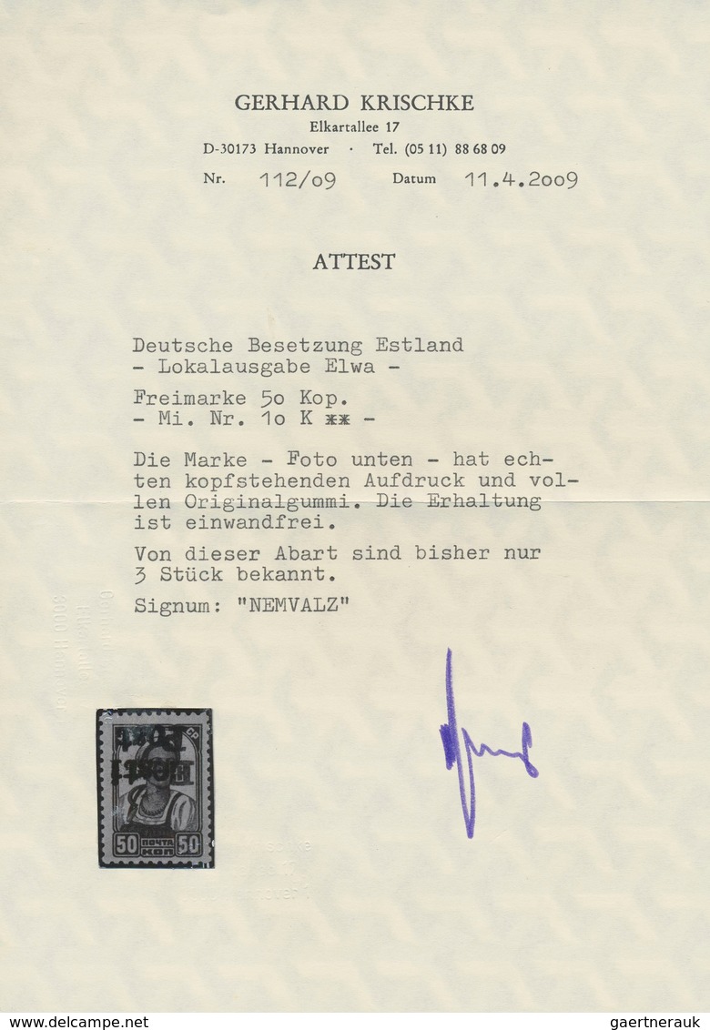 Dt. Besetzung II WK - Estland - Elwa: 1941, 50 K Braun Freimarke "Werktätige" Mit KOPFSTEHENDEM Aufd - Occupation 1938-45