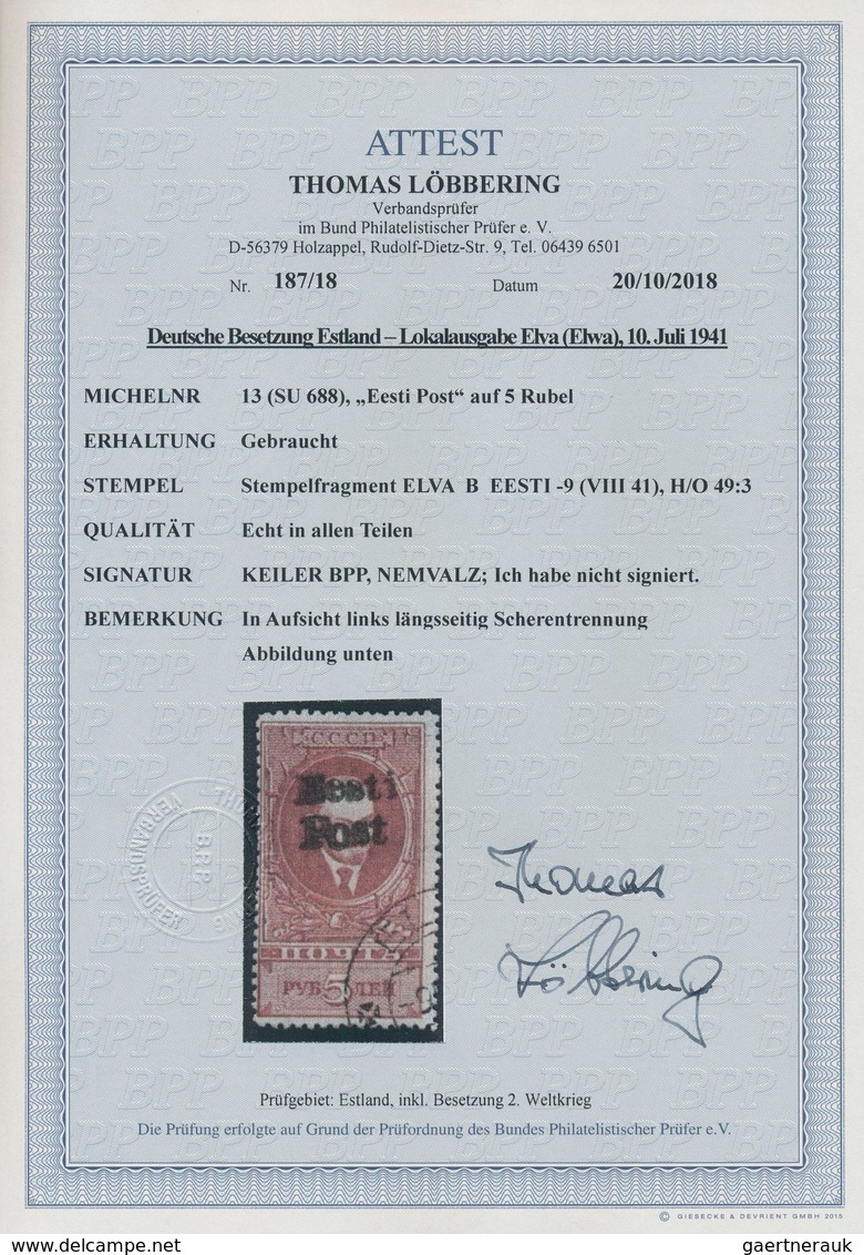 Dt. Besetzung II WK - Estland - Elwa: 1941, 3 R Rötlichbraun Freimarke "Lenin" Mit Aufdruck "Eesti P - Occupation 1938-45