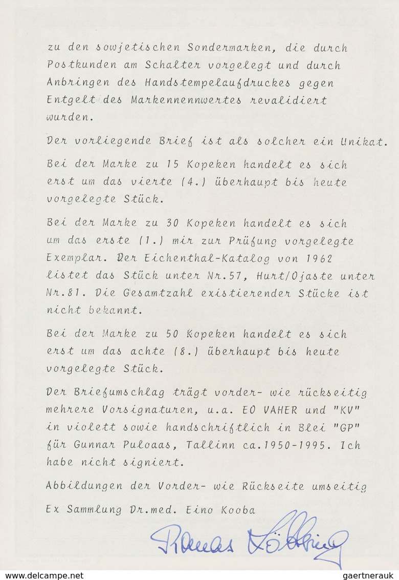 Dt. Besetzung II WK - Estland - Elwa: 1941, 15 K Ultramarin, 30 K Karminrot Und 50 K Braunkarmin "Sc - Occupation 1938-45