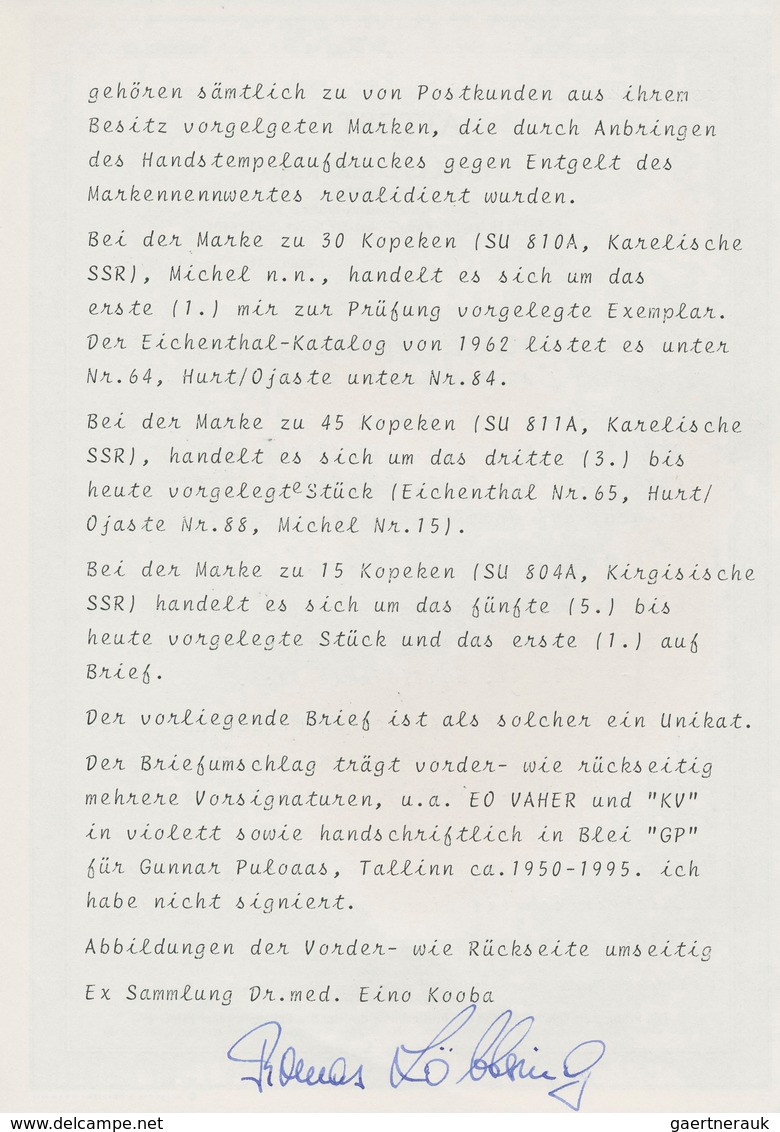 Dt. Besetzung II WK - Estland - Elwa: 1941, 15 K Schwarzorangebraun "Kirgisische ASSR", 30 K Rosarot - Besetzungen 1938-45