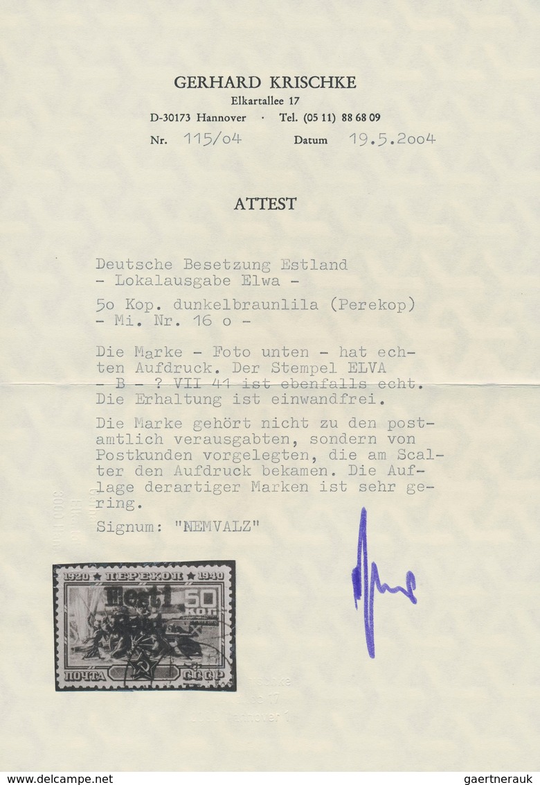 Dt. Besetzung II WK - Estland - Elwa: 1941, 50 K Schwärzlichlilakarmin "Perekop" Mit Aufdruck "Eesti - Besetzungen 1938-45
