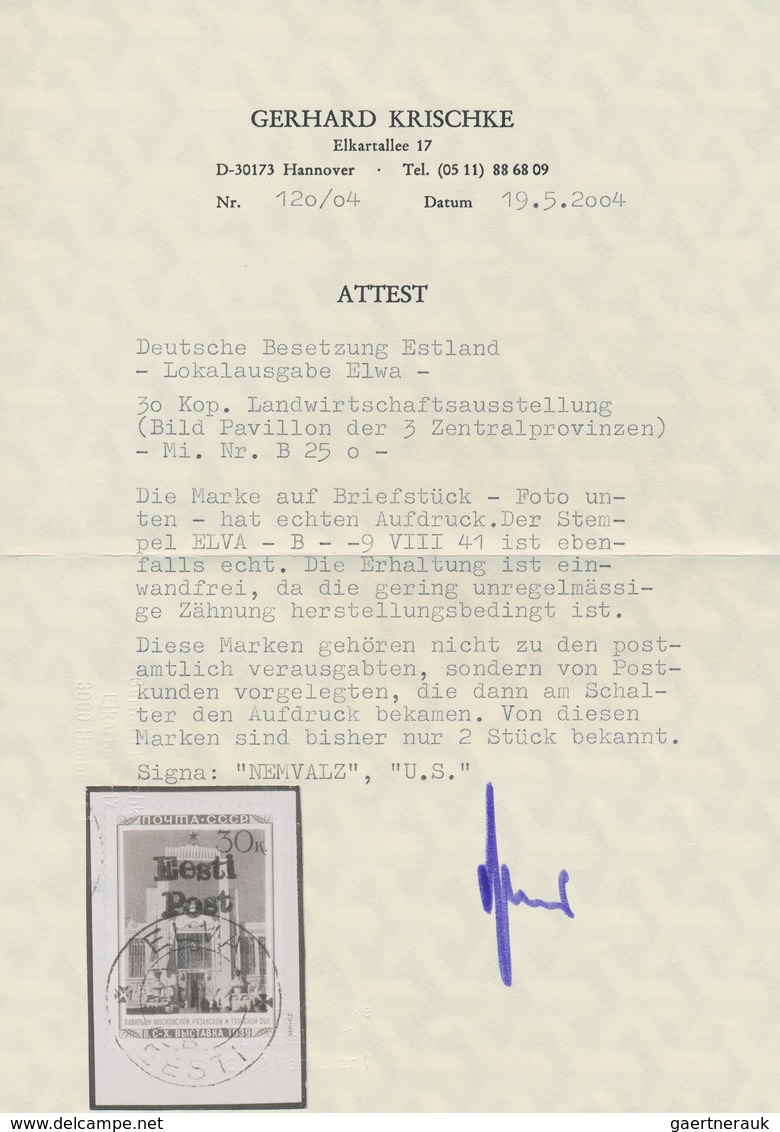 Dt. Besetzung II WK - Estland - Elwa: 1941, 30 K Landwirtschafts-Ausstellung "Pavillon Der 3 Zentral - Occupation 1938-45