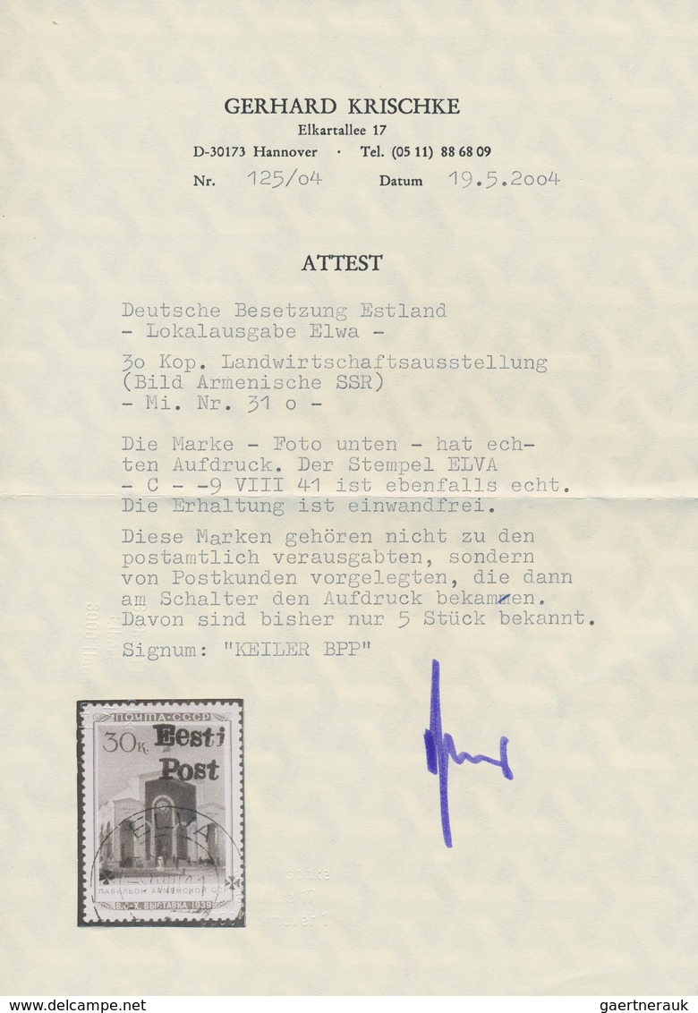 Dt. Besetzung II WK - Estland - Elwa: 1941, 30 K Landwirtschafts-Ausstellung "Armenische SSR" Mit Au - Occupation 1938-45