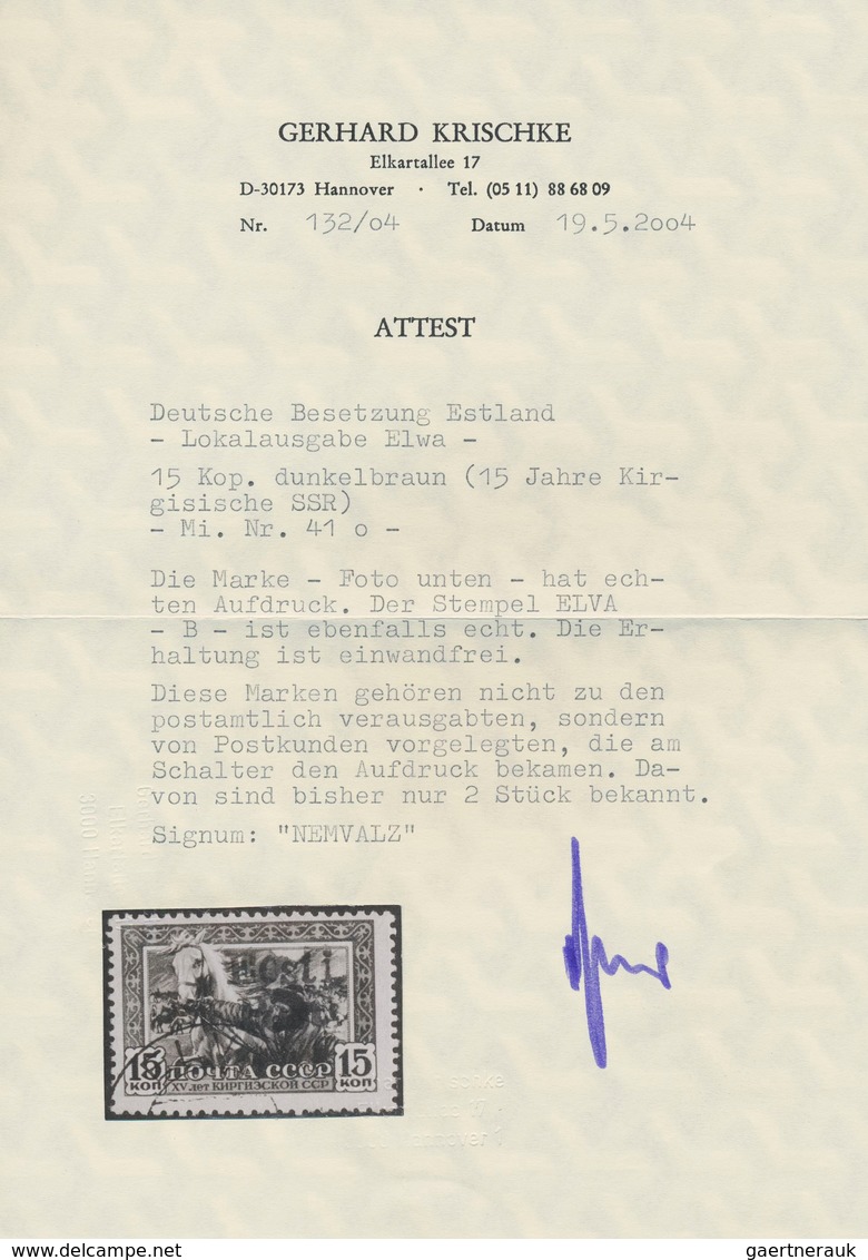 Dt. Besetzung II WK - Estland - Elwa: 1941, 15 K Schwarzorangebraun "15 Jahre Kirgisische ASSR" Mit - Occupation 1938-45