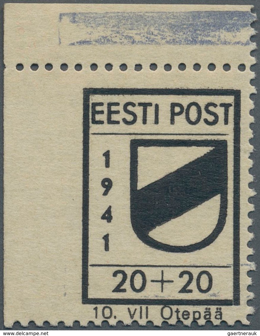 Dt. Besetzung II WK - Estland - Odenpäh (Otepää): 1941, 20 + 20 (K) Schwarz, Type II, FARBE VIOLETTU - Occupation 1938-45