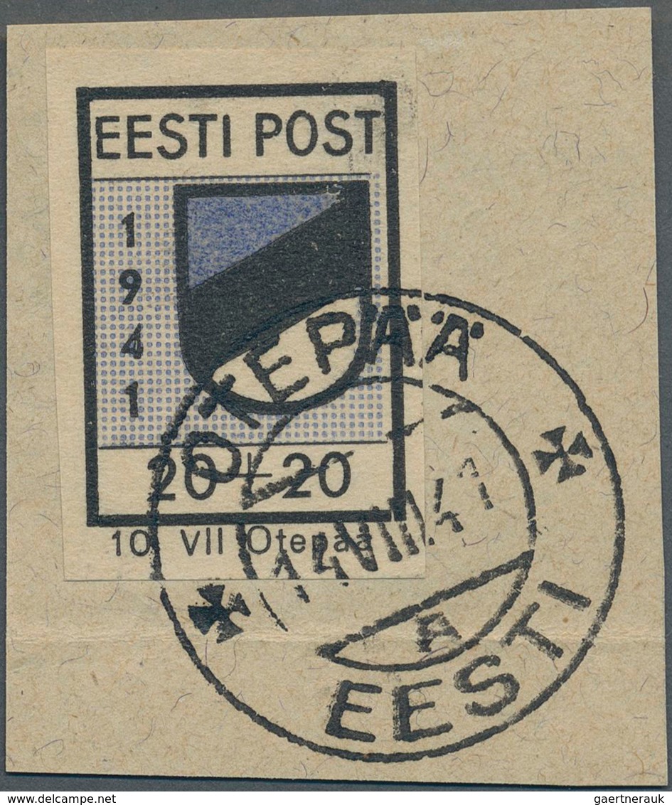 Dt. Besetzung II WK - Estland - Odenpäh (Otepää): 1941, 20 + 20 (K) Schwarz/violettultramarin, Type - Occupation 1938-45