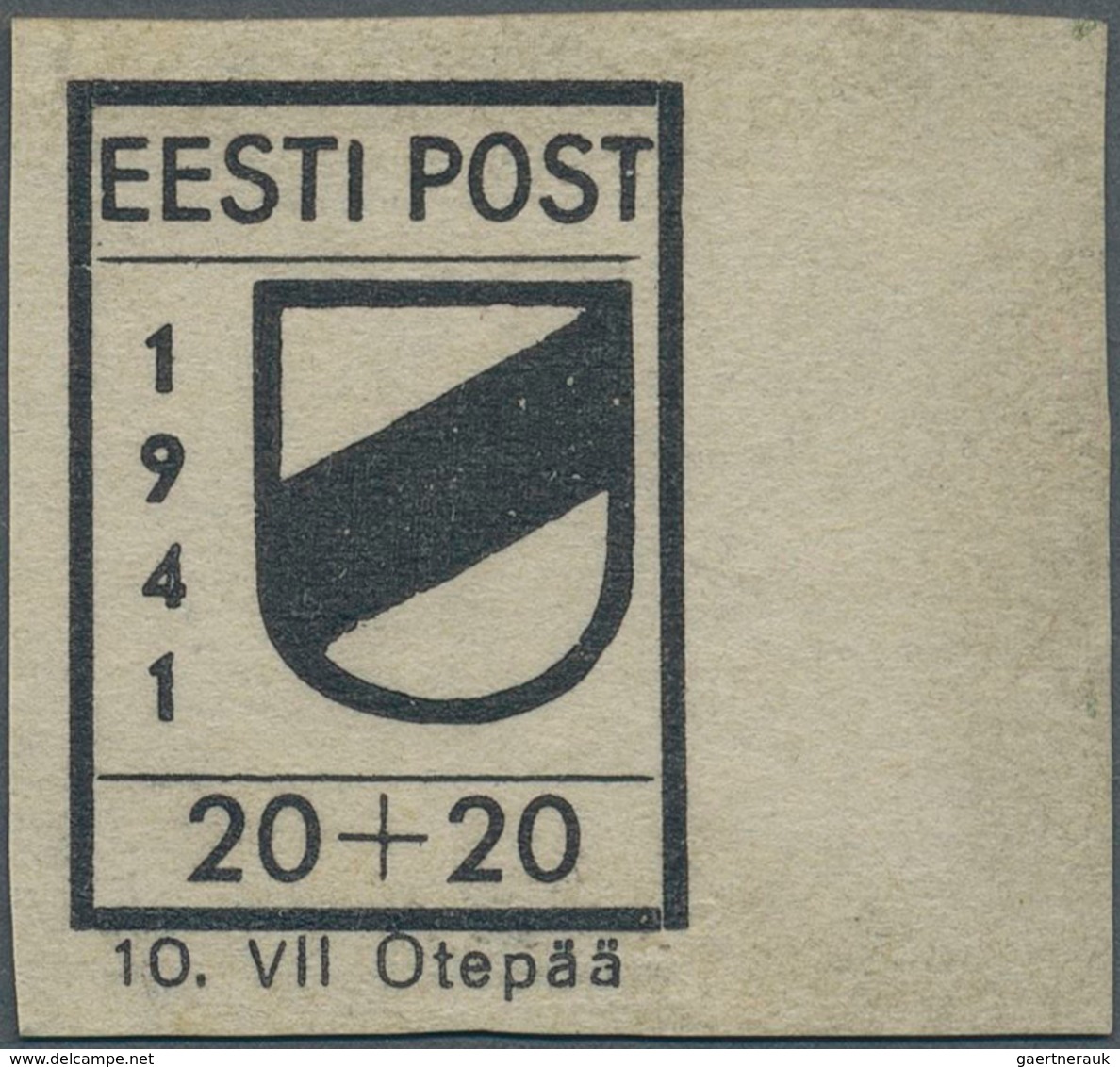 Dt. Besetzung II WK - Estland - Odenpäh (Otepää): 1941, 20 + 20 (K) Schwarz, Type II, FARBE VIOLETTU - Occupazione 1938 – 45