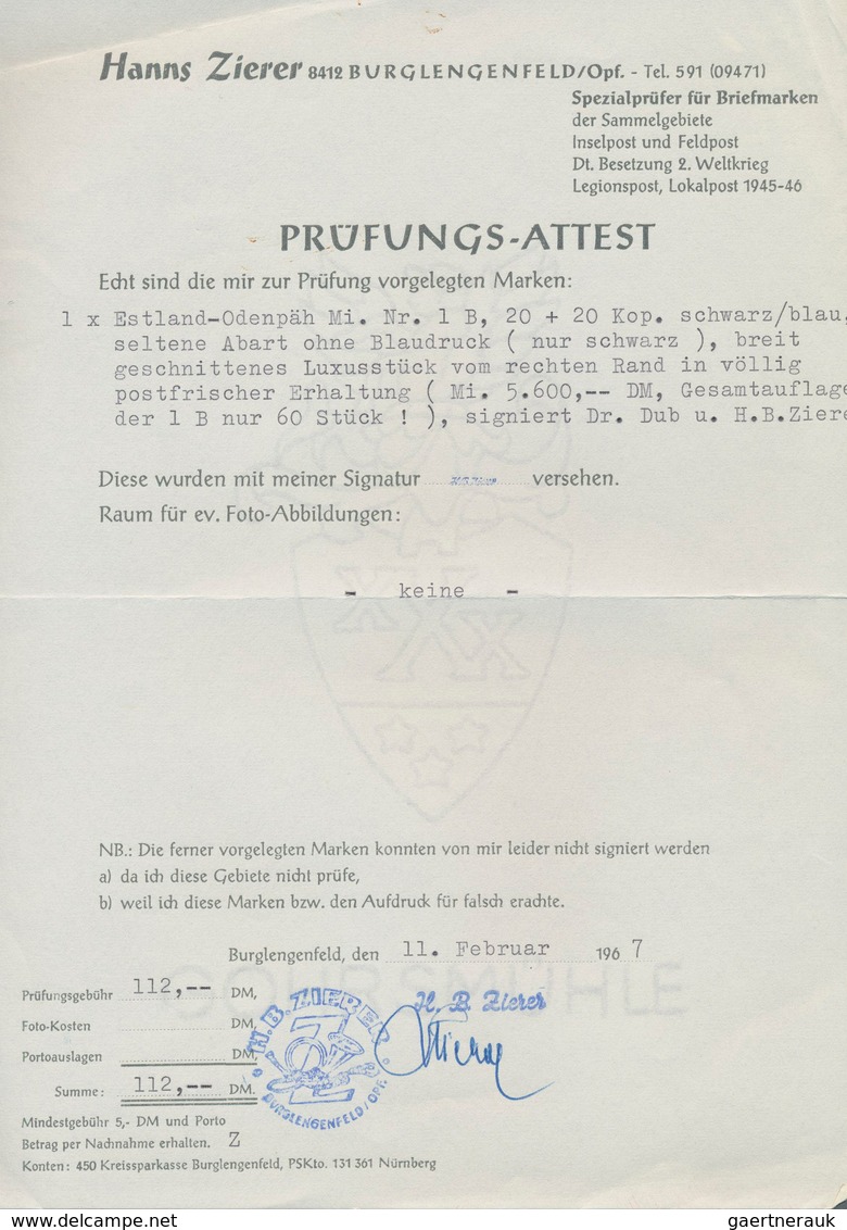 Dt. Besetzung II WK - Estland - Odenpäh (Otepää): 1941, 20 + 20 (K) Schwarz, Type II, FARBE VIOLETTU - Occupazione 1938 – 45