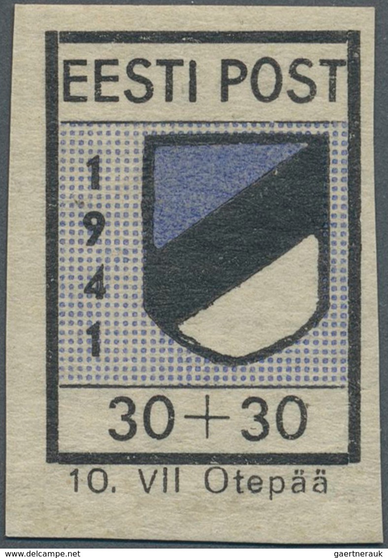 Dt. Besetzung II WK - Estland - Odenpäh (Otepää): 1941, 30 + 30 (K) Schwarz/violettultramarin, Type - Occupation 1938-45