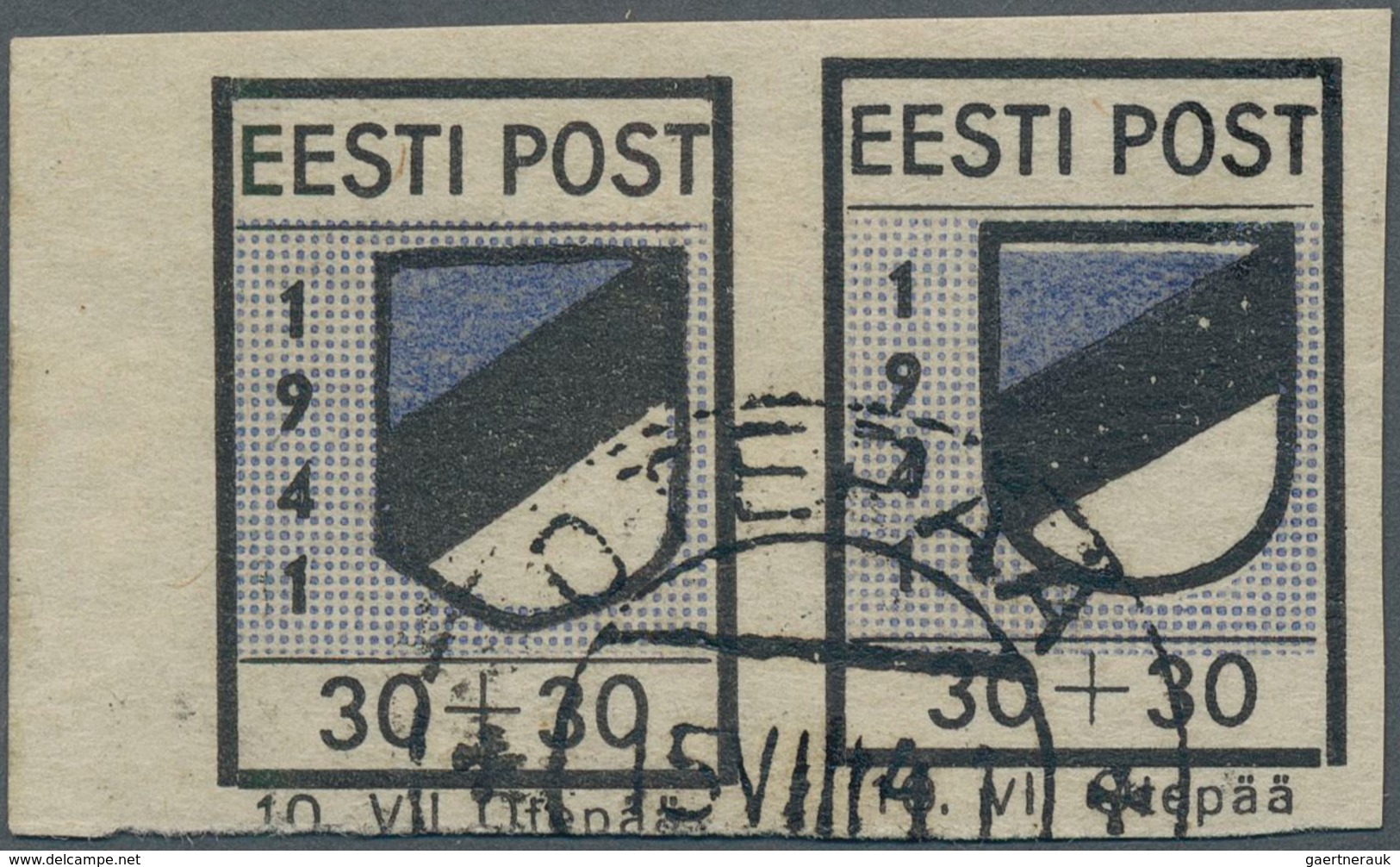 Dt. Besetzung II WK - Estland - Odenpäh (Otepää): 1941, 30 + 30 (K) Schwarz/violettultramarin, Waage - Occupation 1938-45