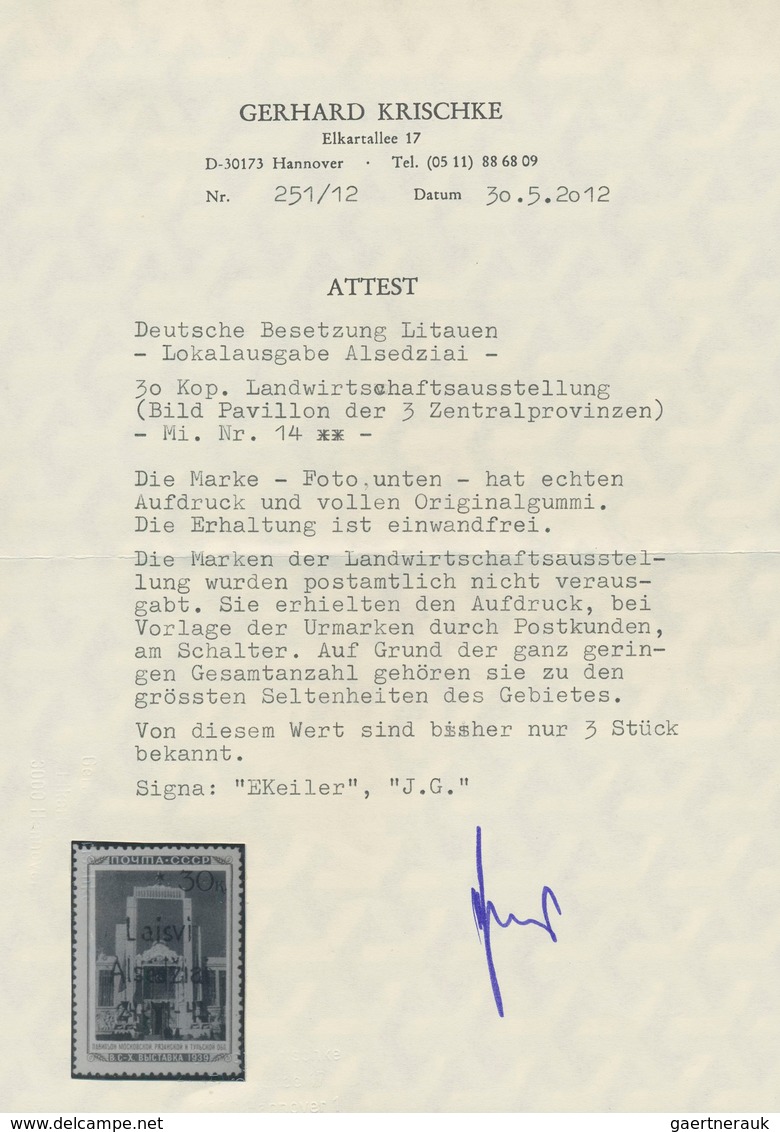Dt. Besetzung II WK - Litauen - Alsedschen (Alsedziai): 1941, 30 K Landwirtschafts-Ausstellung "Pavi - Occupation 1938-45