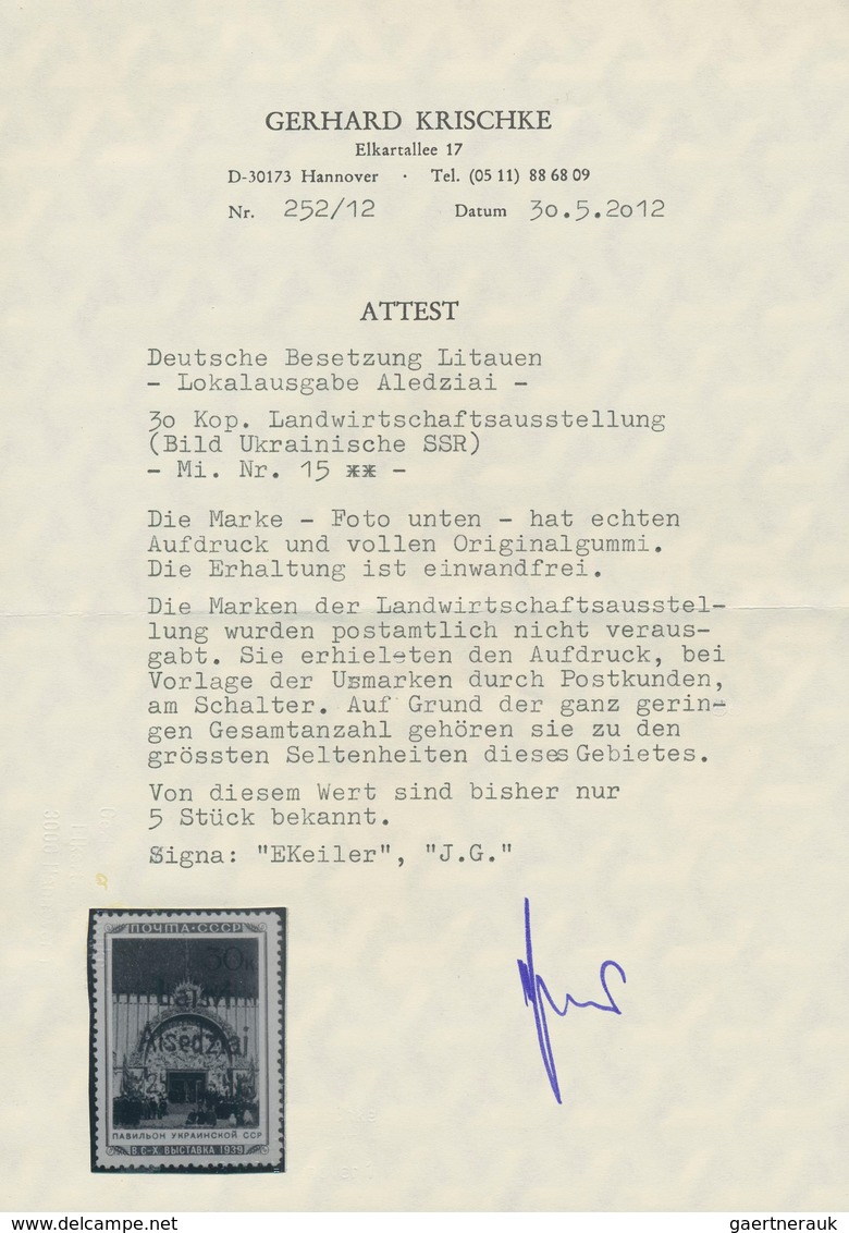 Dt. Besetzung II WK - Litauen - Alsedschen (Alsedziai): 1941, 30 K Landwirtschafts-Ausstellung "Ukra - Besetzungen 1938-45