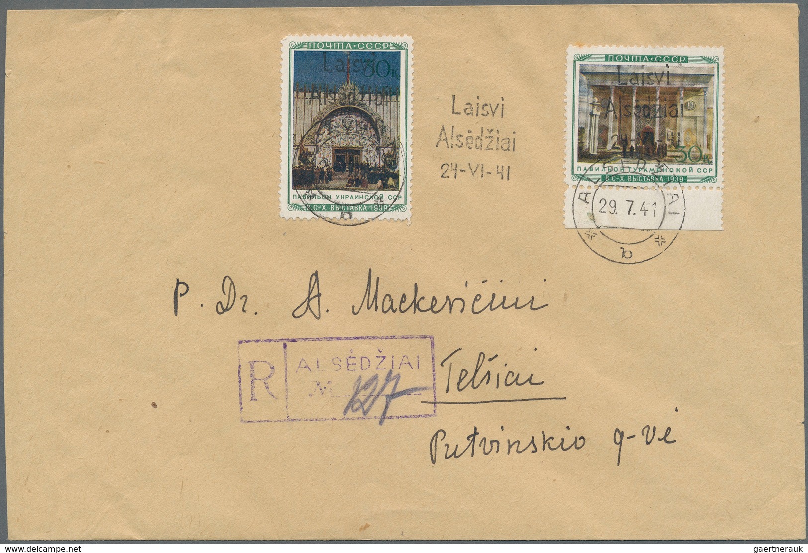 Dt. Besetzung II WK - Litauen - Alsedschen (Alsedziai): 1941, Landwirtschafts-Ausstellung: 30 K "Ukr - Occupation 1938-45