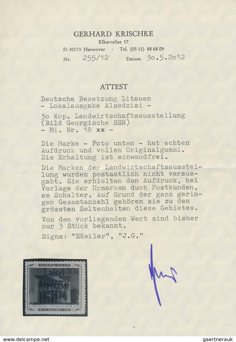 Dt. Besetzung II WK - Litauen - Alsedschen (Alsedziai): 1941, 30 K Landwirtschafts-Ausstellung "Geor - Occupation 1938-45