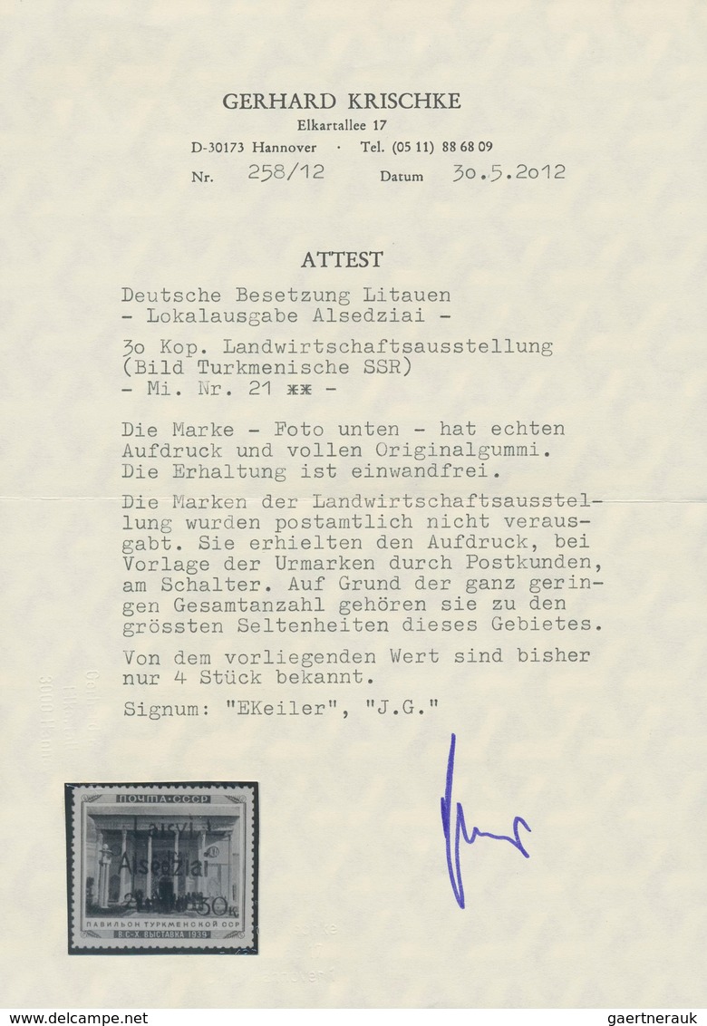 Dt. Besetzung II WK - Litauen - Alsedschen (Alsedziai): 1941, 30 K Landwirtschafts-Ausstellung "Turk - Occupation 1938-45