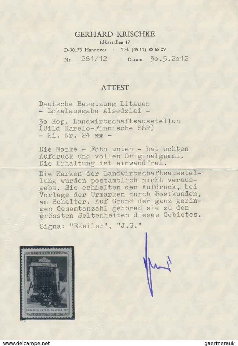 Dt. Besetzung II WK - Litauen - Alsedschen (Alsedziai): 1941, 30 K Landwirtschafts-Ausstellung "Kare - Ocupación 1938 – 45