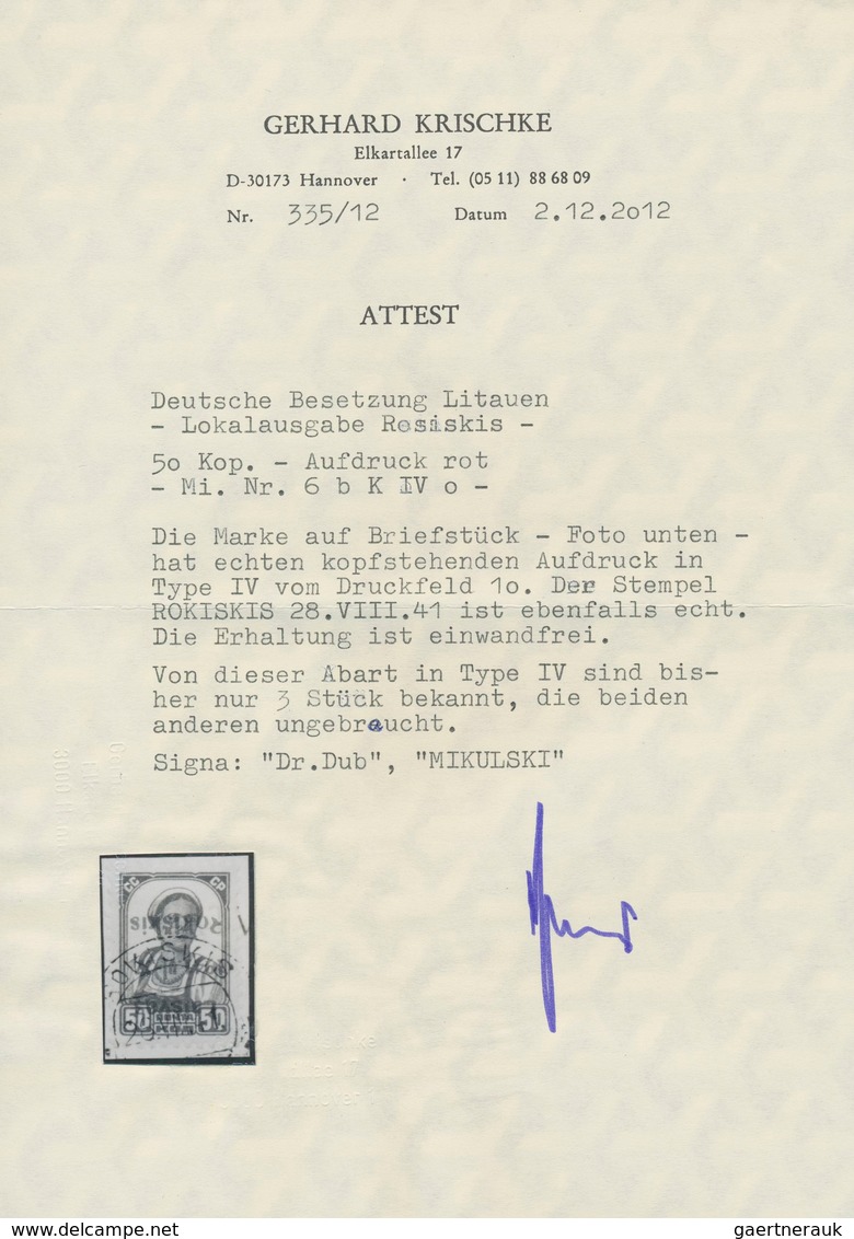 Dt. Besetzung II WK - Litauen - Rakischki (Rokiskis): 1941, 50 K Braun, Type IV, Feld 10, Mit KOPFST - Occupation 1938-45