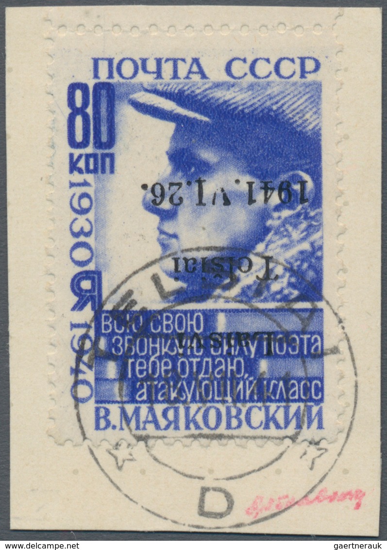 Dt. Besetzung II WK - Litauen - Telschen (Telsiai): 1941, 80 K Lilaultramarin "Majakowskij" Mit KOPF - Ocupación 1938 – 45