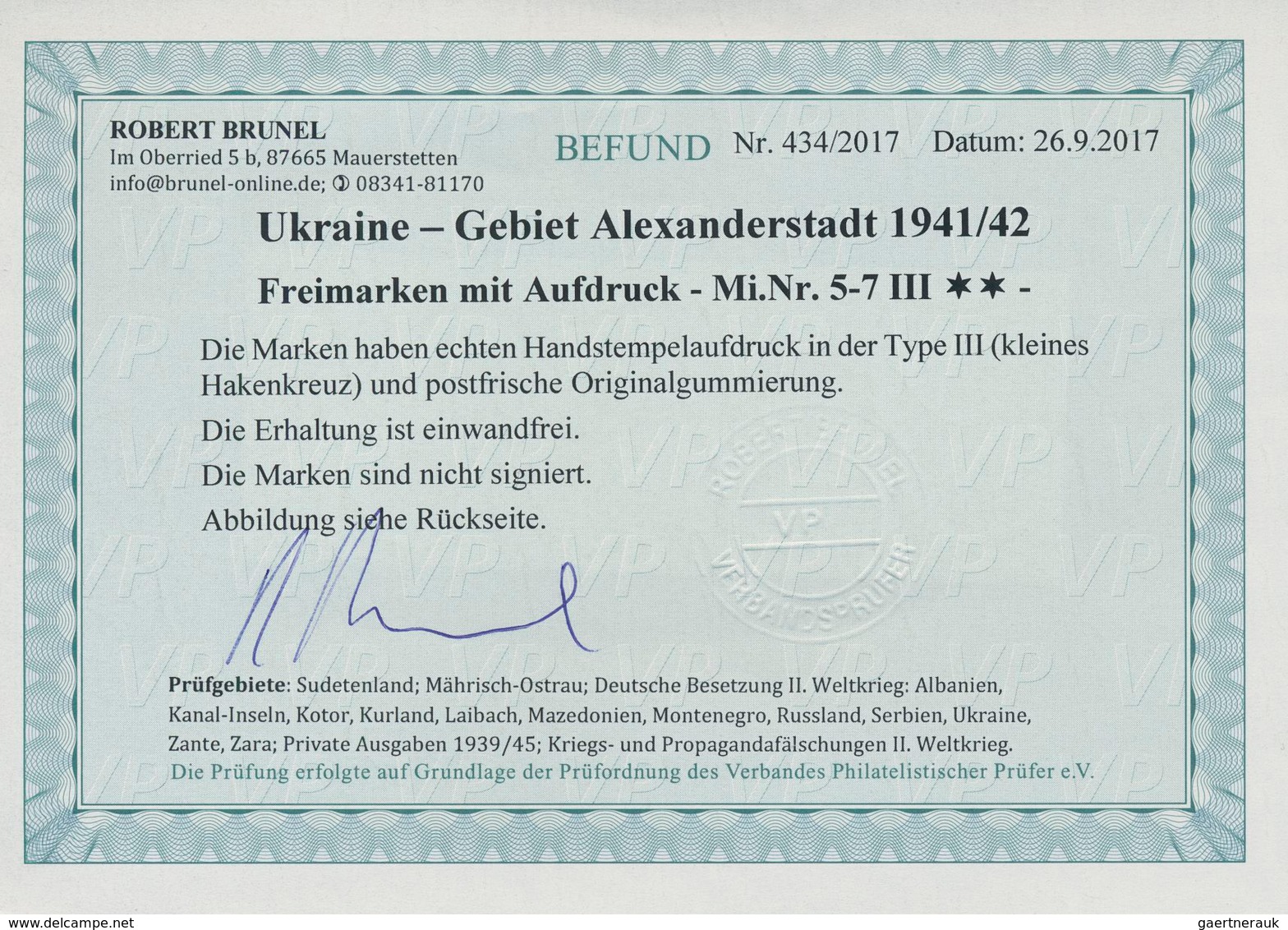 Dt. Besetzung II WK - Ukraine - Alexanderstadt: 1942, 1,50 R Auf 15 K Graugrün, 1,50 R Auf 20 K Grün - Occupation 1938-45