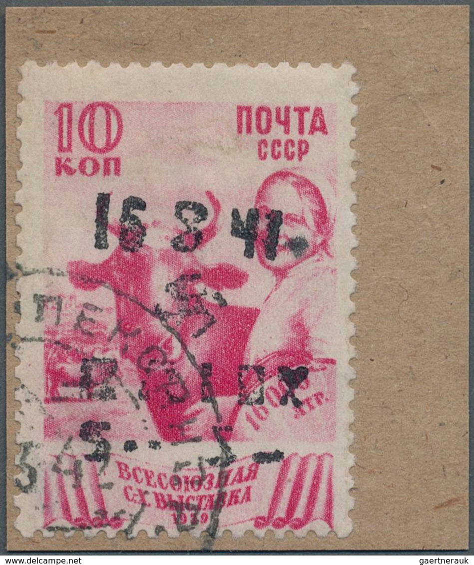 Dt. Besetzung II WK - Ukraine - Alexanderstadt: 1942, 5 R Auf 10 K Rotlila, Type III, Entwertet Mit - Occupation 1938-45