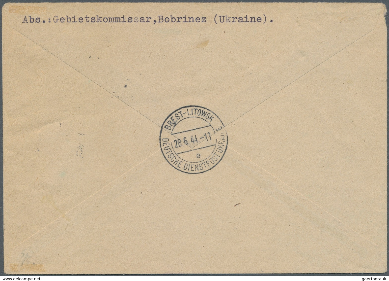 Dt. Besetzung II WK - Ukraine - Südukraine: 1944, Bobrinez: 18 (Pf) Lebhaftrot, Entwertet Mit Violet - Occupation 1938-45